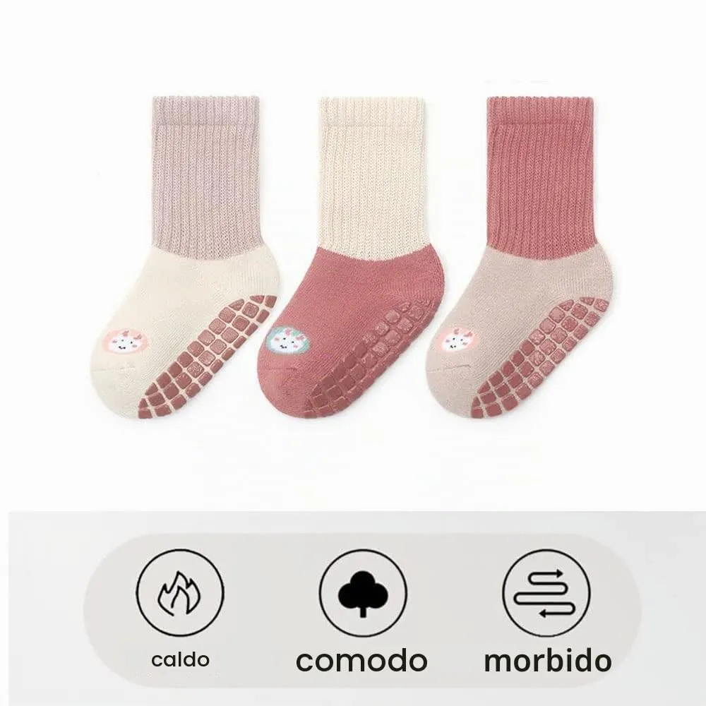 FedMois Calzini Antiscivolo Invernali Termici in Cotone per Bambini, Coniglio, 1-3 anni, 6 Paia - immagine 6