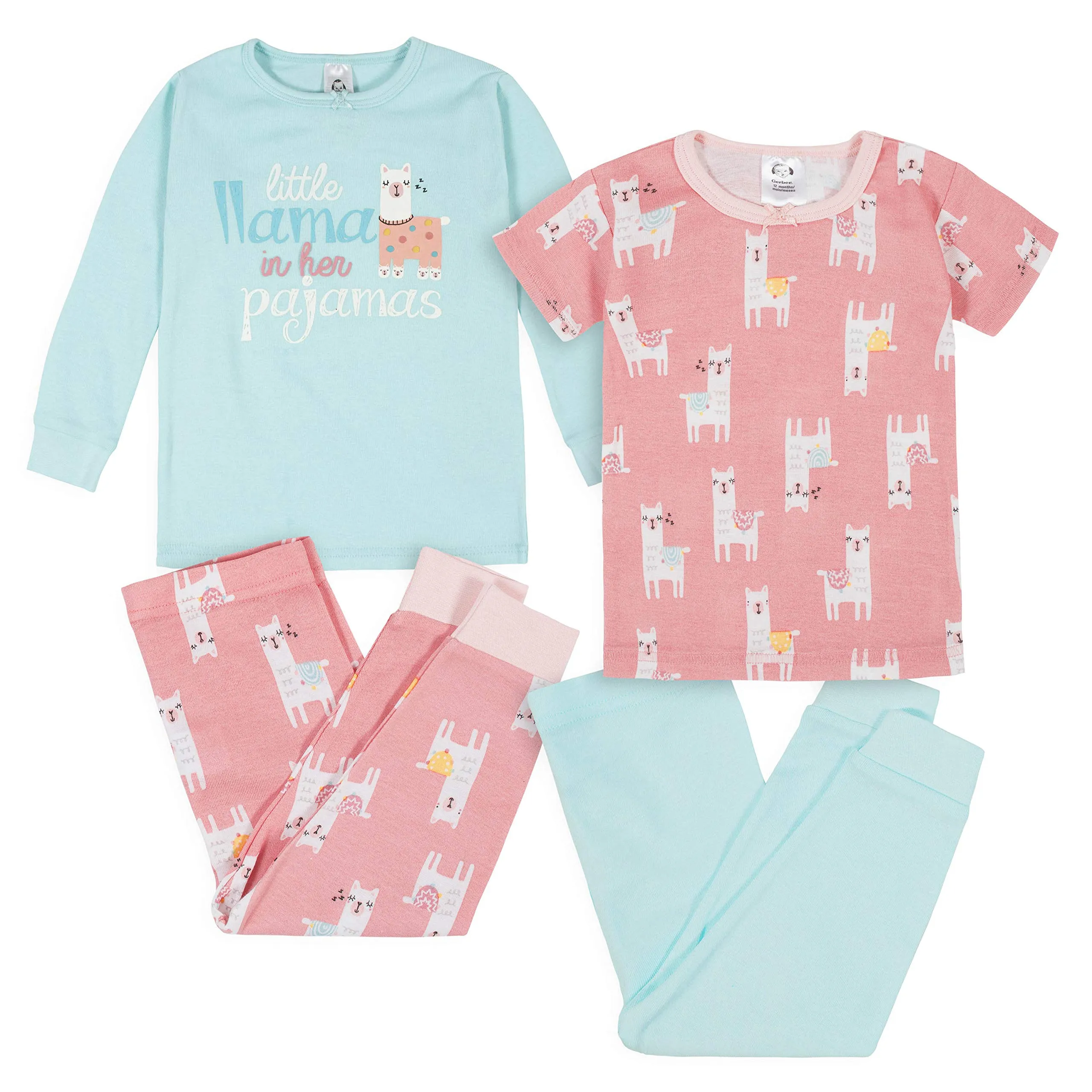 Gerber Set Pigiama per Bambina, Little Llama Rosa, 4 Anni, 4 Pezzi - immagine 1