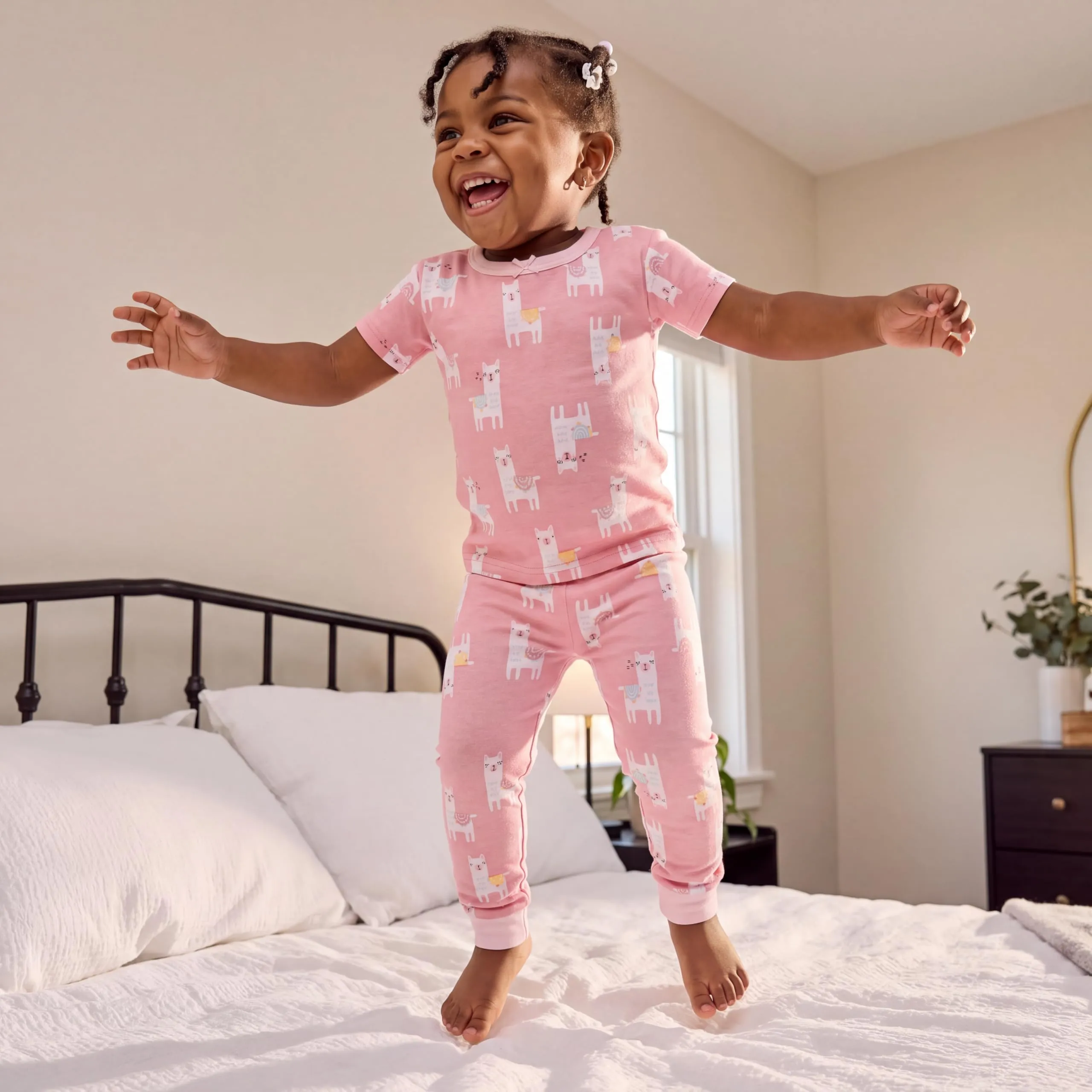 Gerber Set pigiama da 4 pezzi per bambina, Little Llama rosa, 3 anni - immagine 2