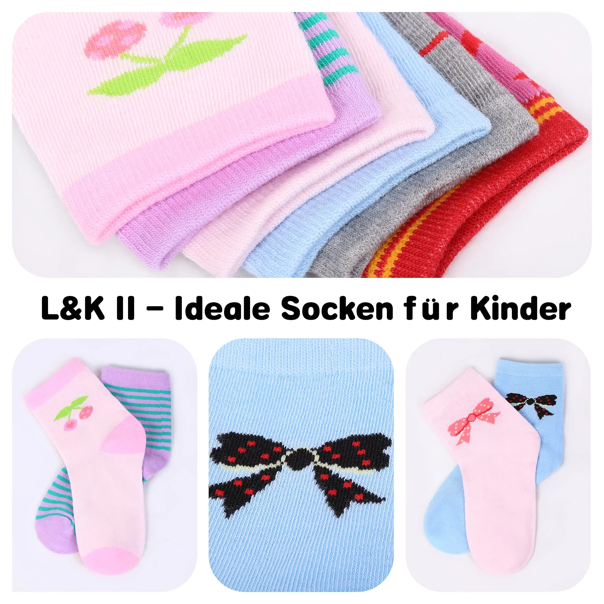 L&K-II Calzini in Cotone per Bambino, 12 Paia, 2808, 35-38 - immagine 3