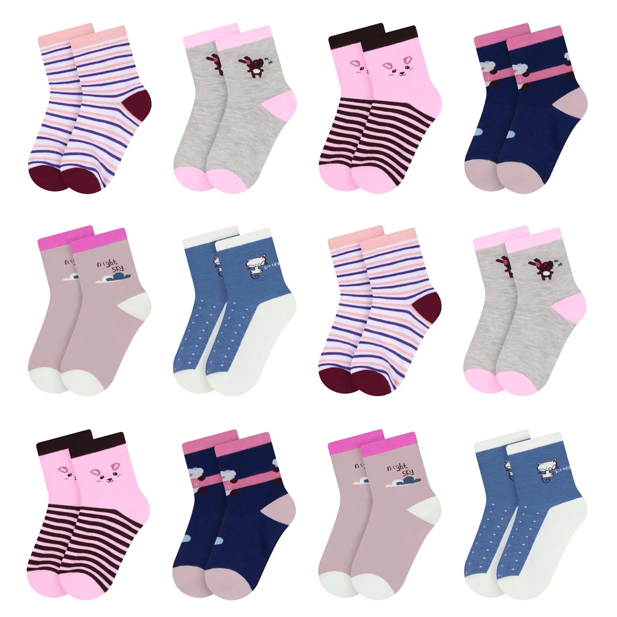 L&K-II Calzini per bambine in cotone, 12 paia, 2809 31-34 - immagine 1