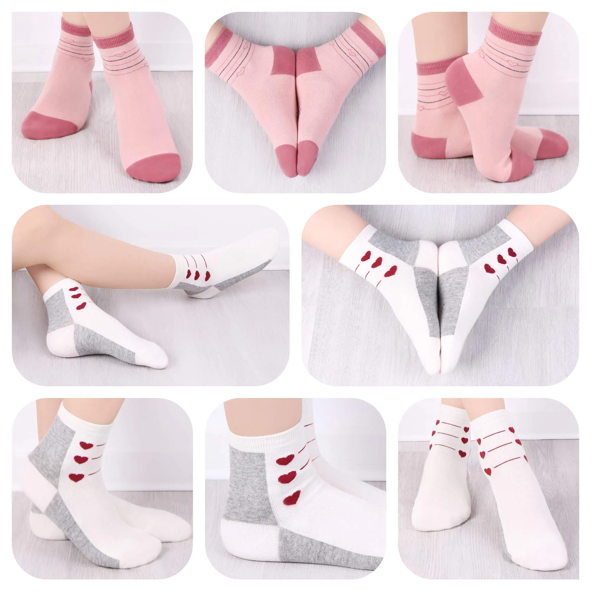 L&K-II Calzini da ginnastica per bambina in cotone, 10 paia, Modello 2823, Taglia 23-26 - immagine 4