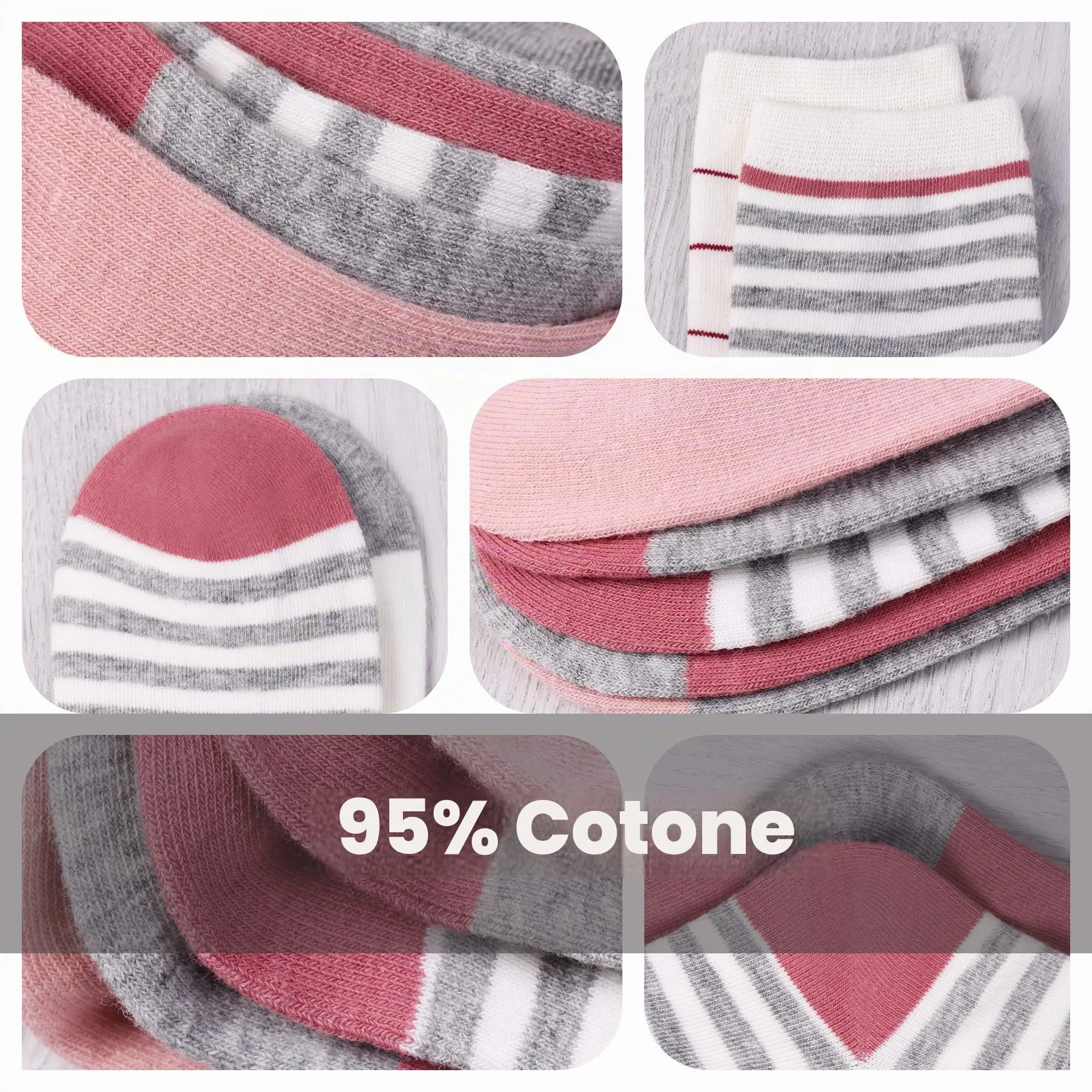 L&K-II Calzini da ginnastica per bambina in cotone, 10 paia, Modello 2823, Taglia 23-26 - immagine 5