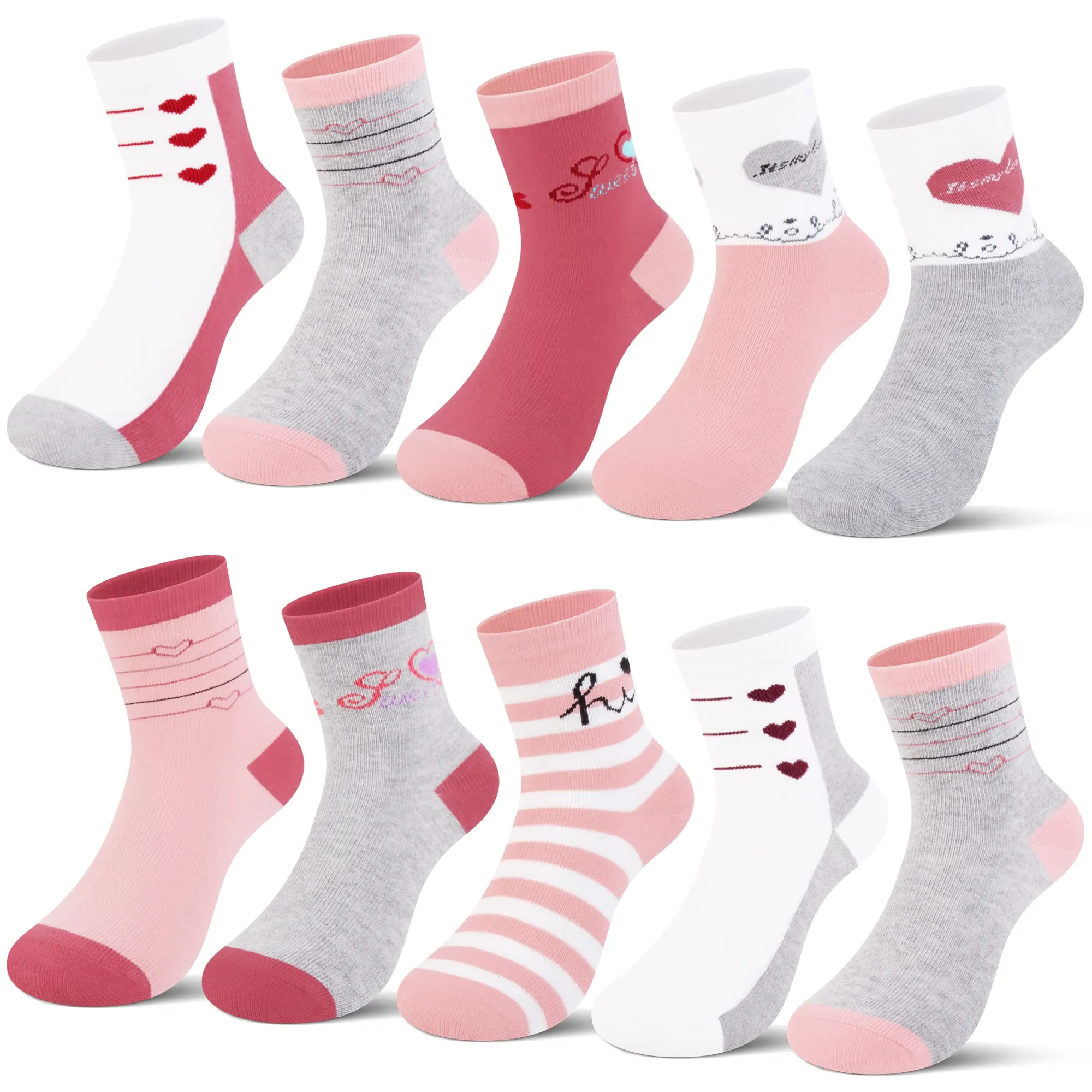 L&K-II Calzini da ginnastica per bambina in cotone, 10 paia, 2823 27-30 - immagine 1