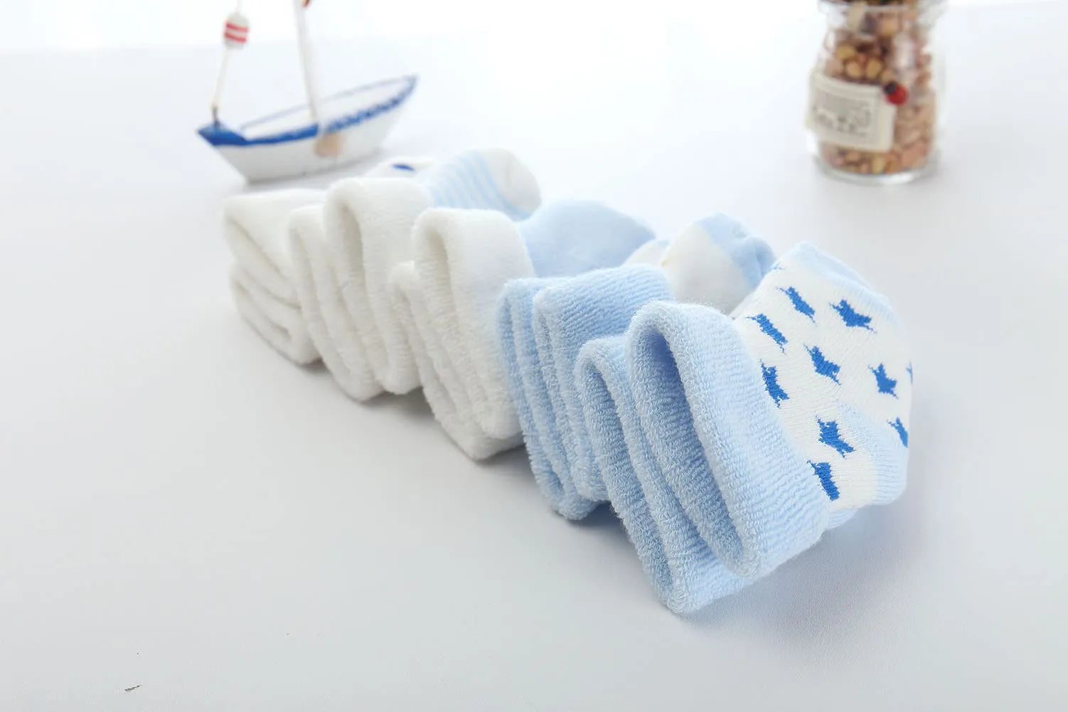 FedMois Calzini Cotone Invernali Termici per Neonati e Bambini, 5 Paia, Cielo Blu, 6-12 Mesi - immagine 8