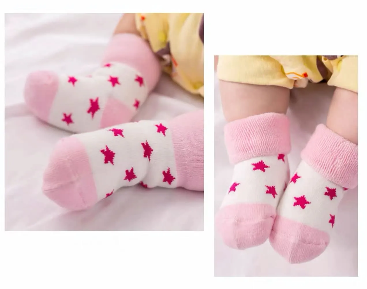 FedMois Calzini Cotone Invernali Termici per Neonati e Bambini, Rosa, 12-24 mesi, 5 Paia - immagine 2