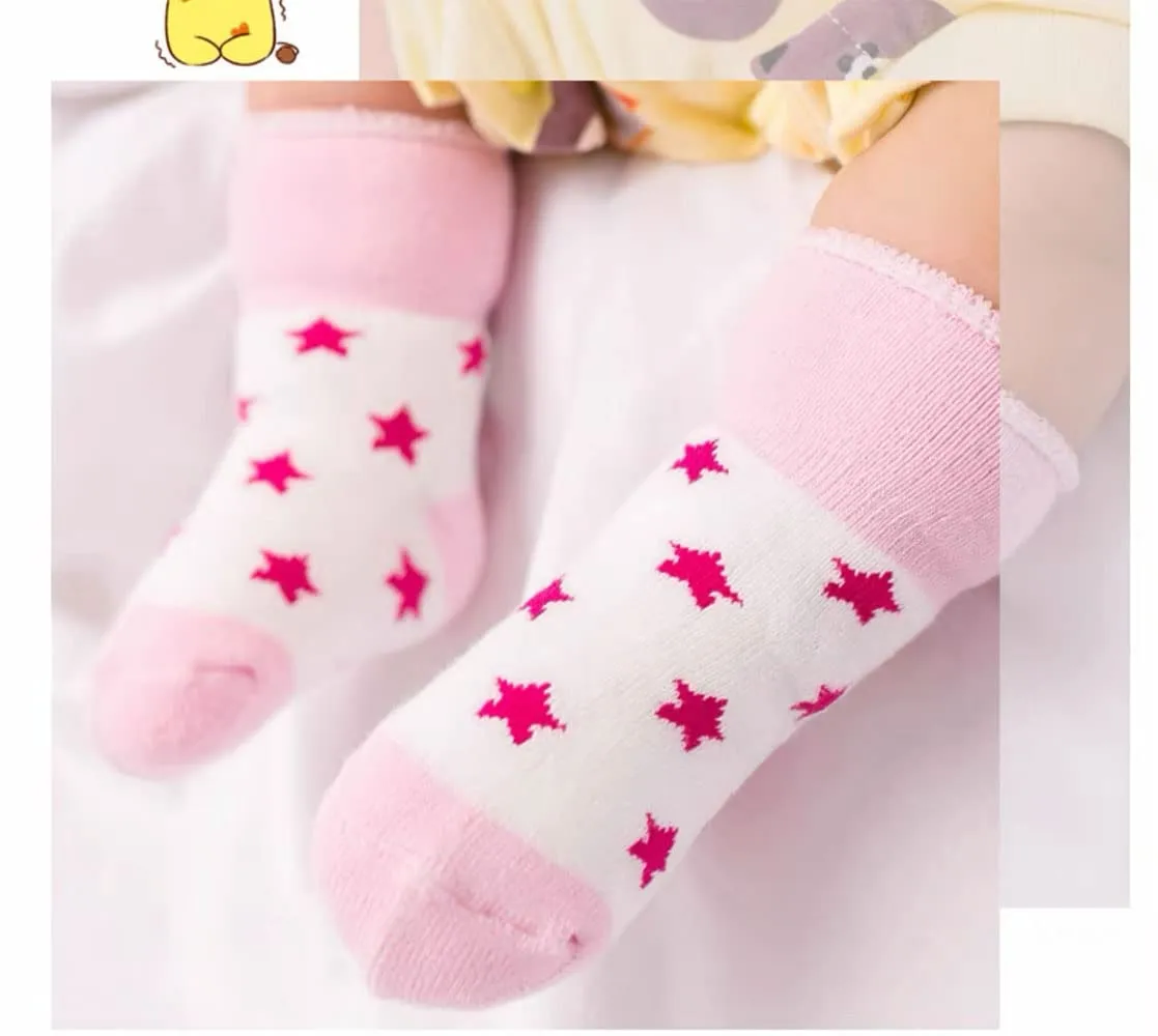 FedMois Calzini Cotone Invernali Termici per Neonati e Bambini, Rosa, 12-24 mesi, 5 Paia - immagine 5