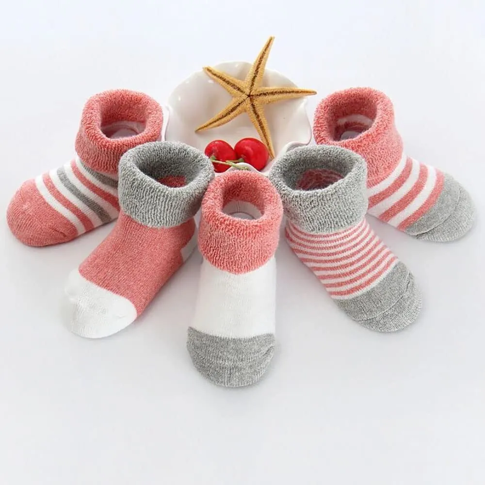 FedMois Calzini in Cotone Termici per Neonati e Bambini, Rosso, 0-6 mesi, 5 Paia - immagine 3