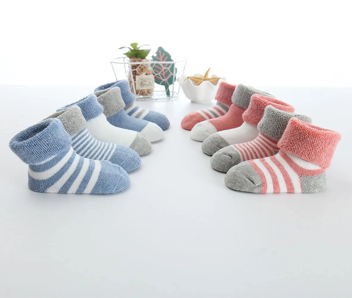 FedMois Calzini in Cotone Termici per Neonati e Bambini, Rosso, 0-6 mesi, 5 Paia - immagine 5