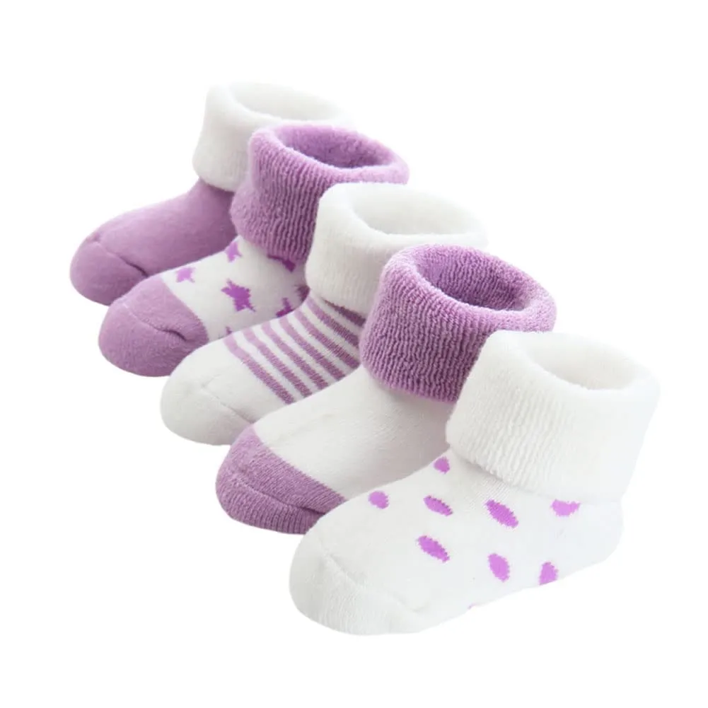 FedMois Calzini in Cotone Termici per Neonati e Bambini, 5 Paia, Viola, 6-12 mesi - immagine 1