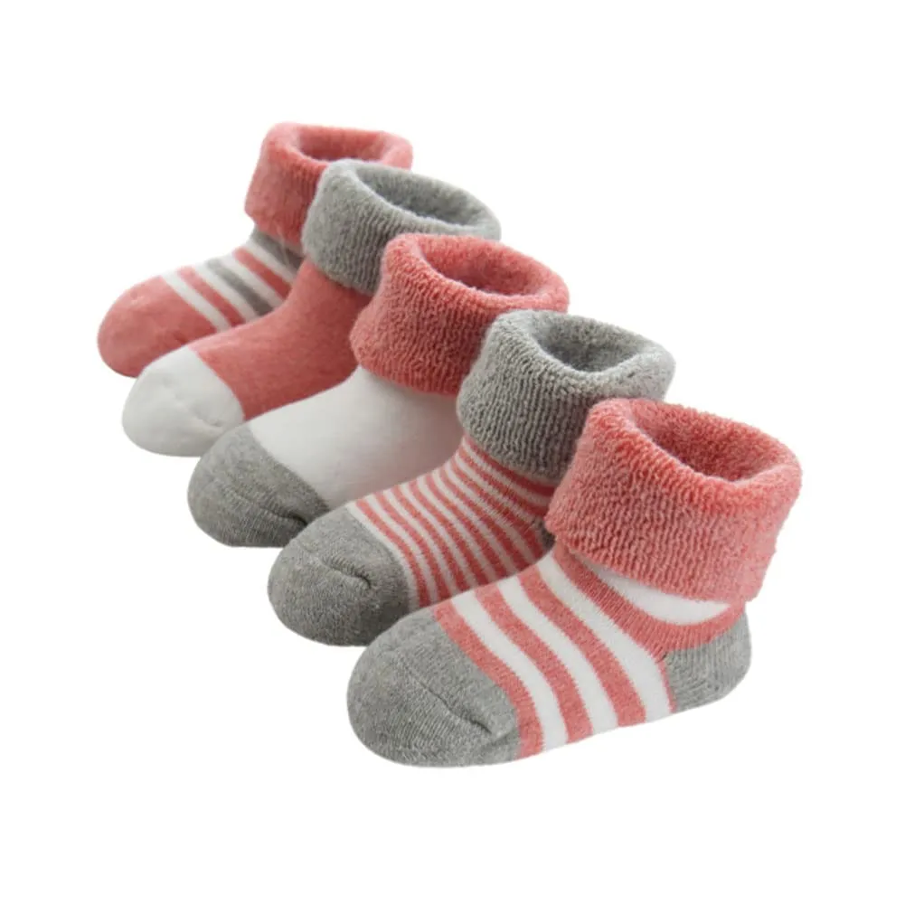 FedMois Calzini in Cotone Termici per Neonati e Bambini, Rosso, 6-12 mesi, 5 Paia - immagine 1