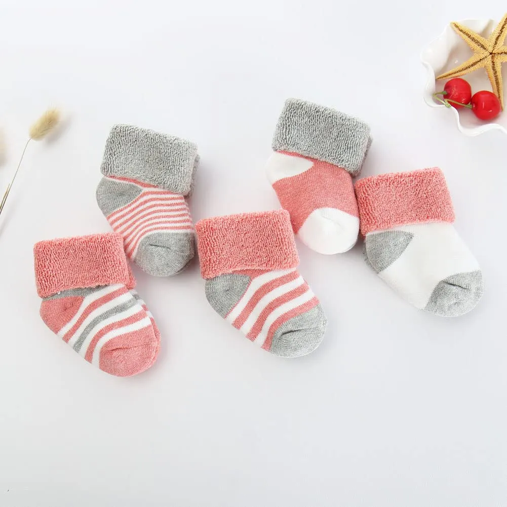 FedMois Calzini in Cotone Termici per Neonati e Bambini, Rosso, 6-12 mesi, 5 Paia - immagine 4