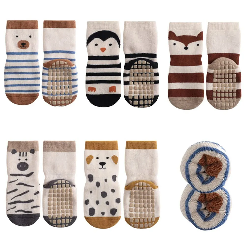 FedMois Calzini Antiscivolo Invernali Termici in Cotone per Bimbi, Pinguino, 1-3 anni (5 Paia) - immagine 1