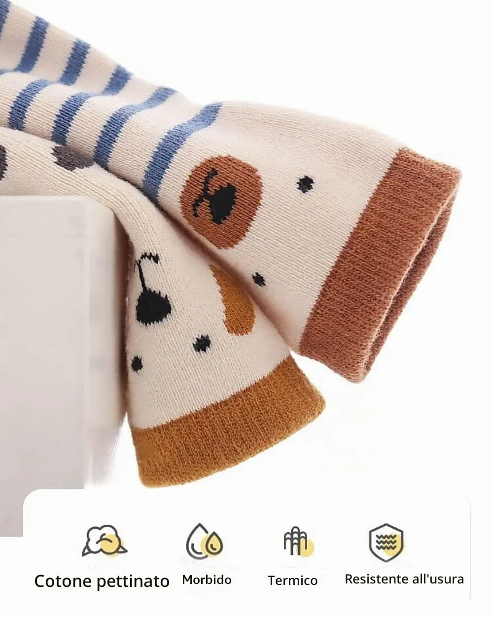 FedMois Calzini Antiscivolo Invernali Termici in Cotone per Bambini, Pinguino, 3-5 anni, 5 Paia - immagine 3