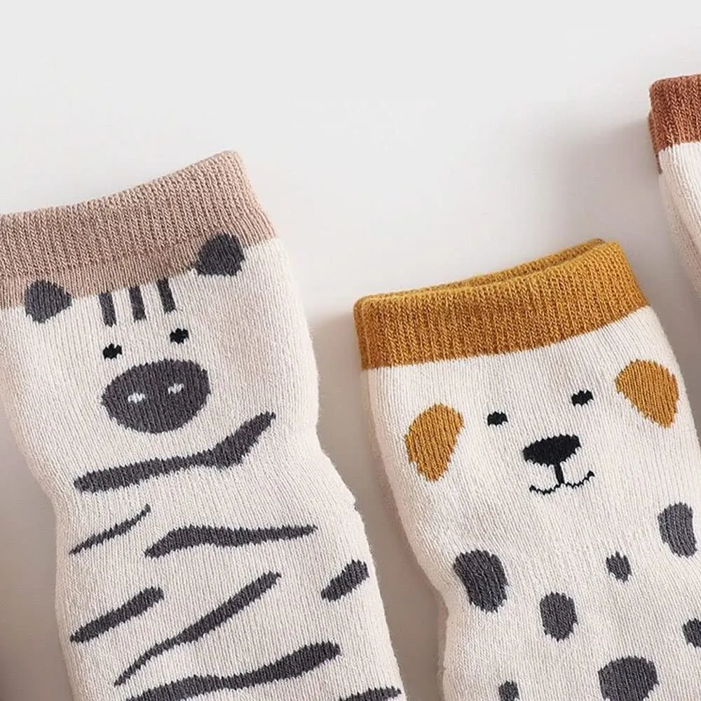 FedMois Calzini Antiscivolo Invernali Termici in Cotone per Bambini, Pinguino, 3-5 anni, 5 Paia - immagine 4