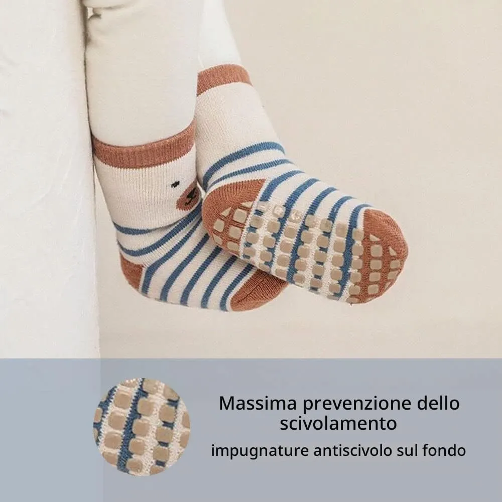 FedMois Calzini Antiscivolo Invernali Termici in Cotone per Bambini, Pinguino, 3-5 anni, 5 Paia - immagine 6