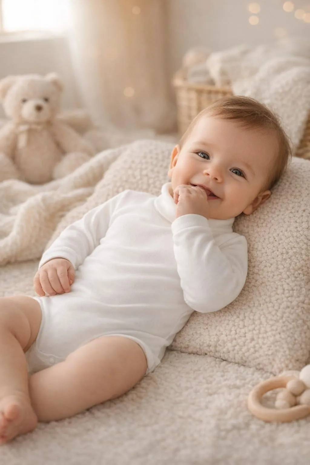 Ellepi Body Lupetto Neonato e Bambino in Cotone, Bianco, 6 Mesi - immagine 2