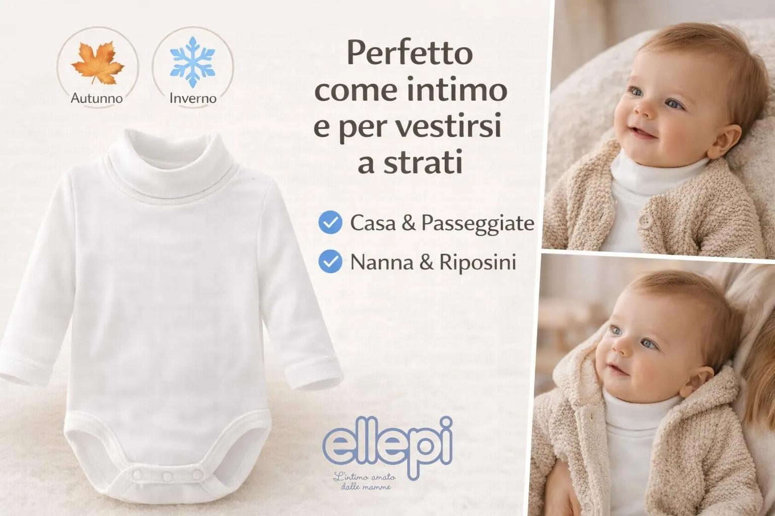 Ellepi Body Lupetto Neonato e Bambino in Cotone - Cielo, 18 Mesi - immagine 4