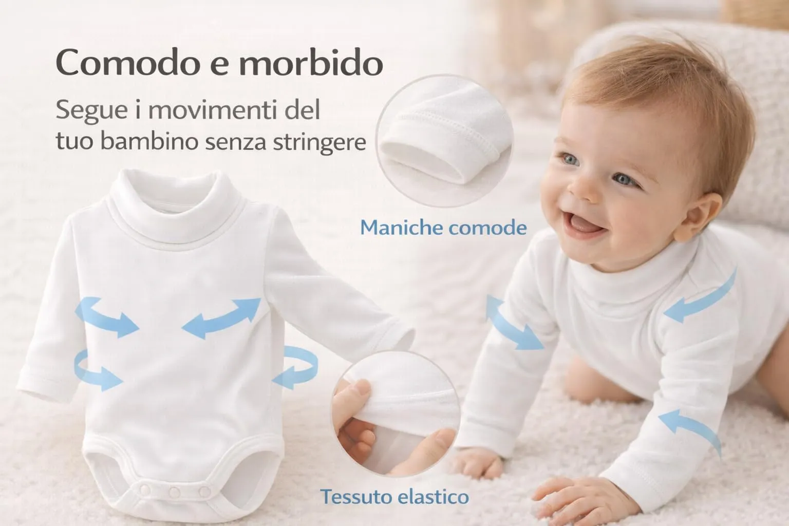 Ellepi Body Lupetto Neonato e Bambino in Cotone, Blu, 9 Mesi - immagine 6