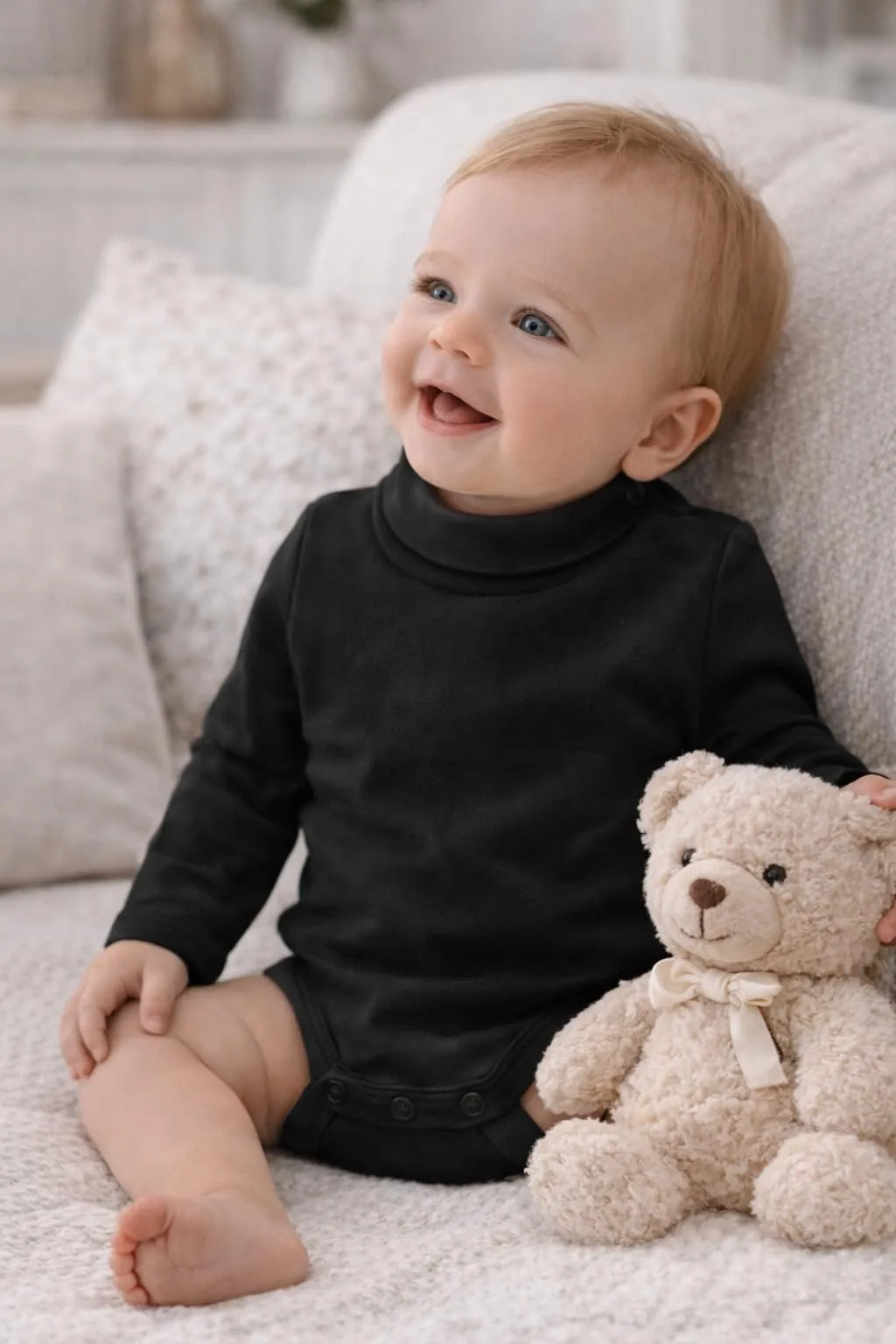 Ellepi Body Lupetto Neonato e Bambino in Cotone, Nero, 1 Mese - immagine 2
