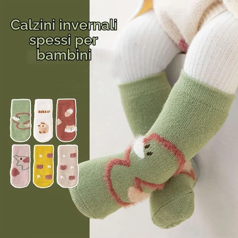 FedMois Calzini Antiscivolo Invernali Termici in Cotone per Bimbi, Anatra, 0-1 anno, 6 Paia - immagine 4