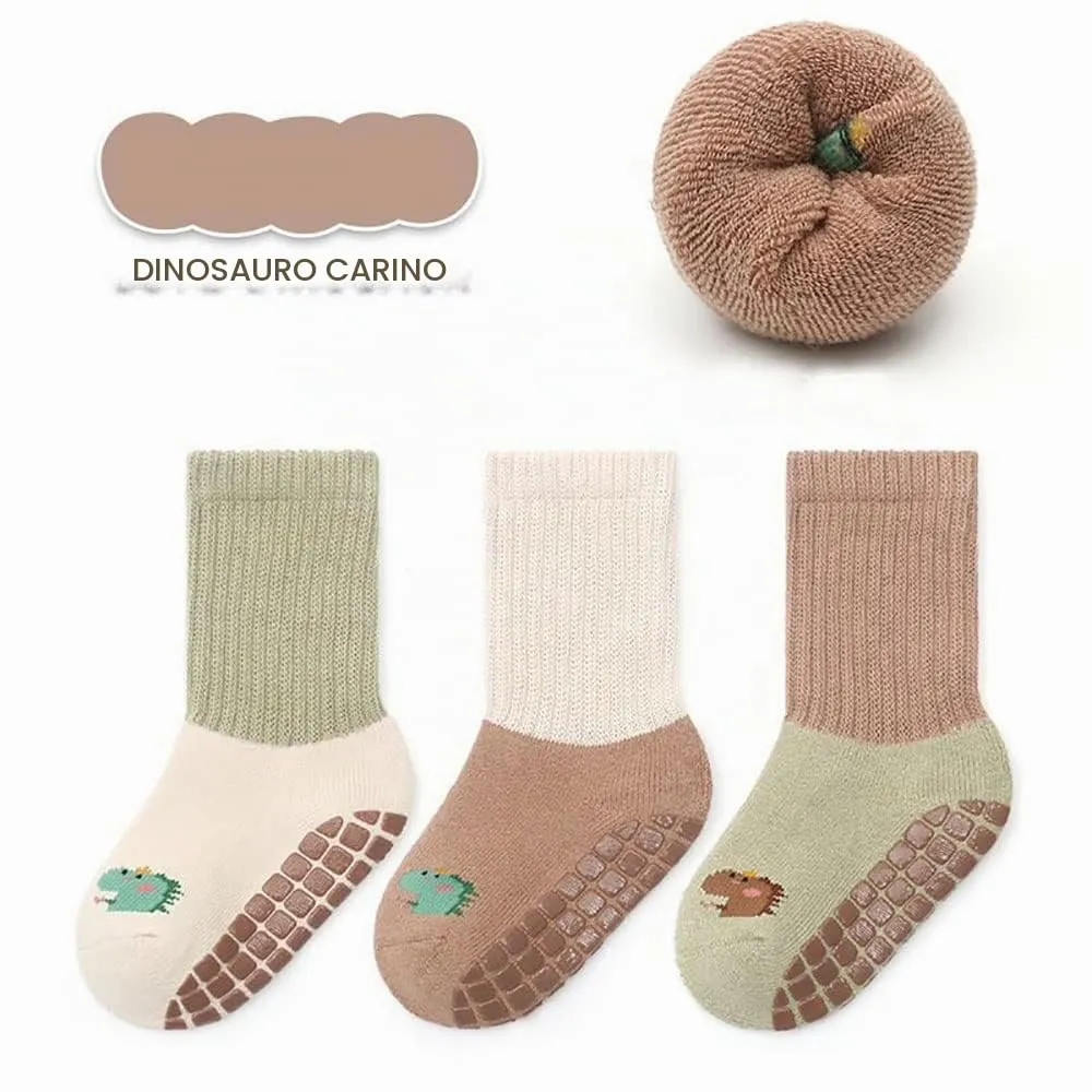 FedMois Calzini Antiscivolo Invernali Termici in Cotone per Bambini, Dinosauri, 0-1 Anno, 6 Paia - immagine 7