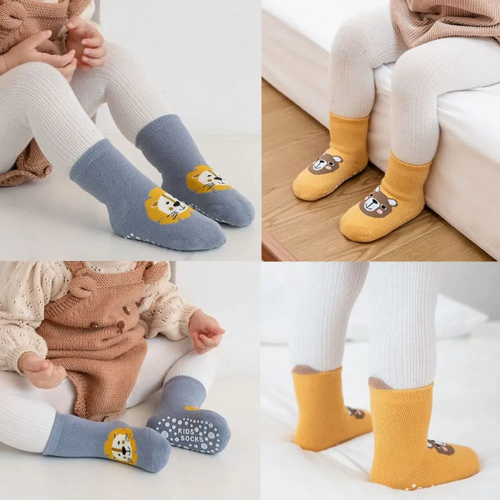 FedMois Calzini Antiscivolo Invernali Termici in Cotone per Bambini, Animali, 0-1 Anno, 6 Paia - immagine 6