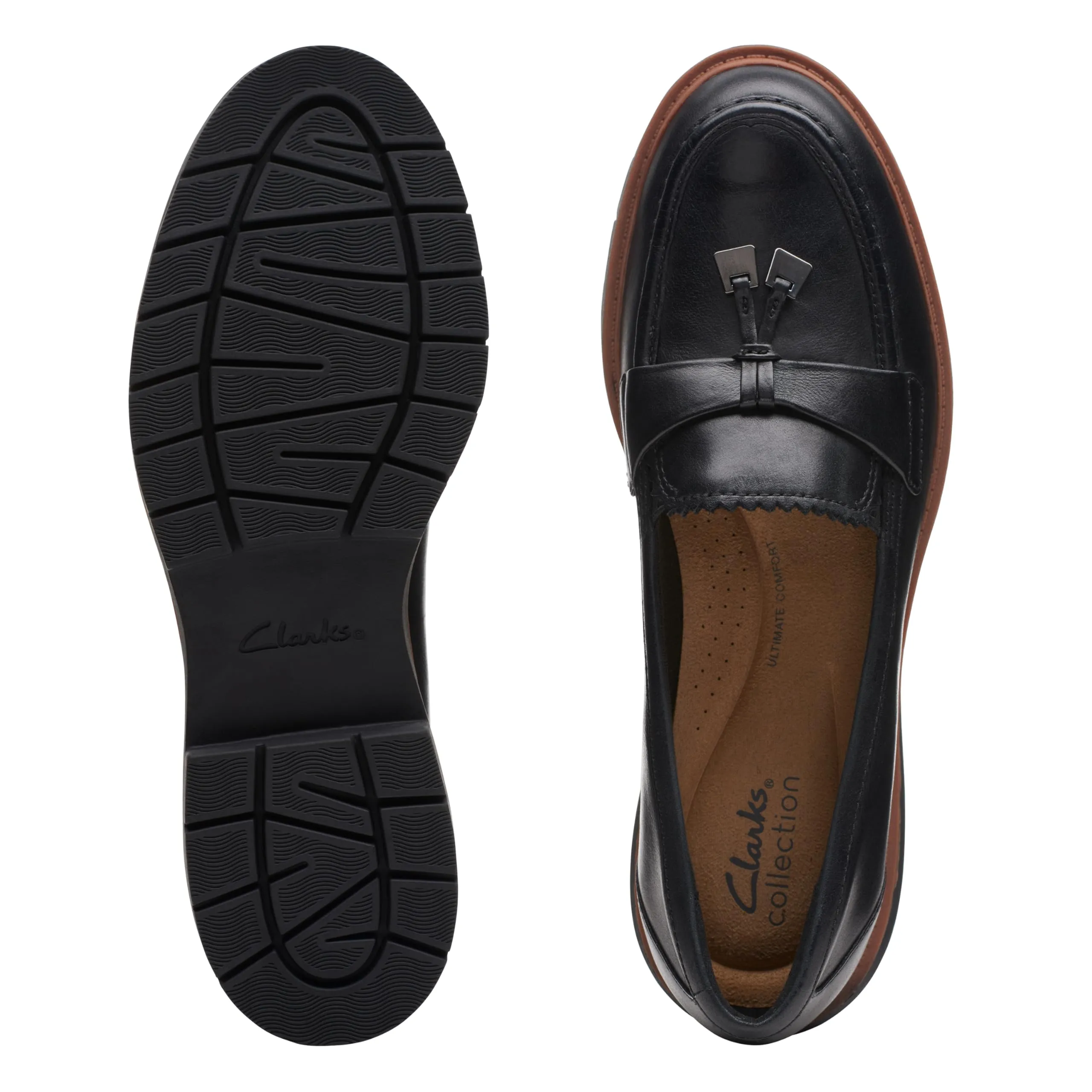 Clarks Westlynn Bella Women's Loafers, Black Leather, 9.5 Wide - immagine 9