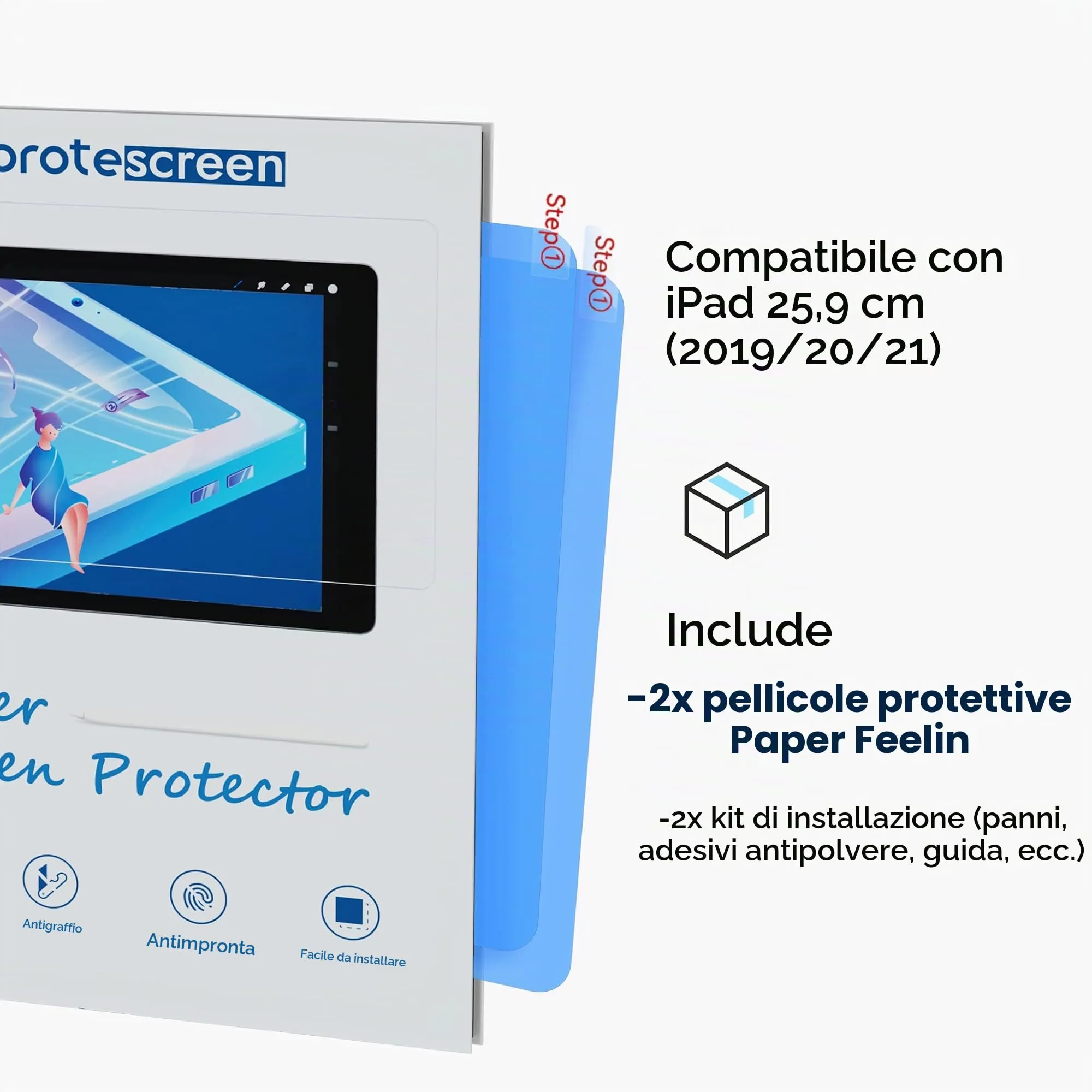 Protescreen Pellicola Protettiva Opaca effetto Carta per iPad 9/8/7 10,2 Pollici (2 Pezzi) - immagine 6