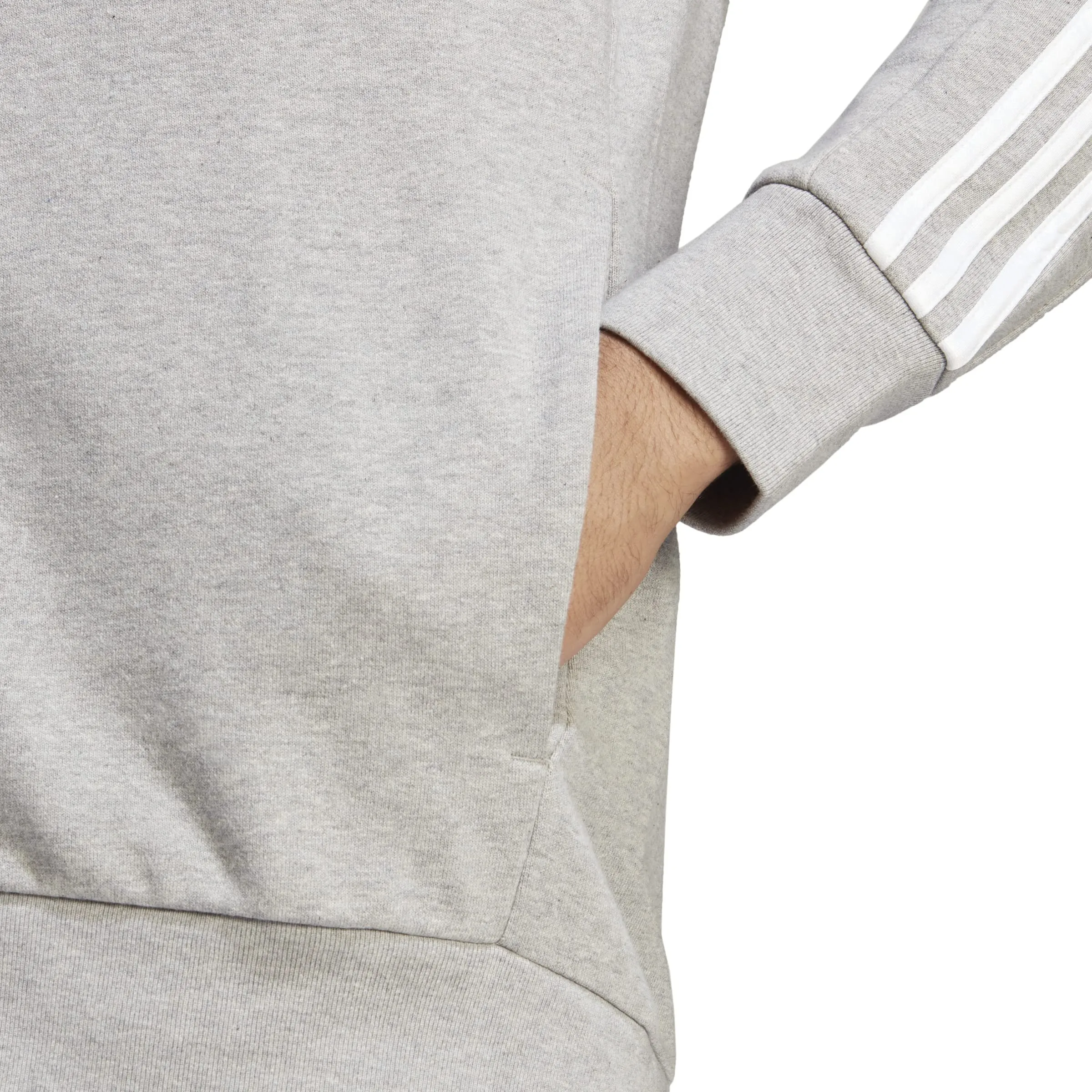 adidas Essentials French Terry 3-Stripes Full-Zip Hoodie - Medium Grey Heather / White, XXL - immagine 8