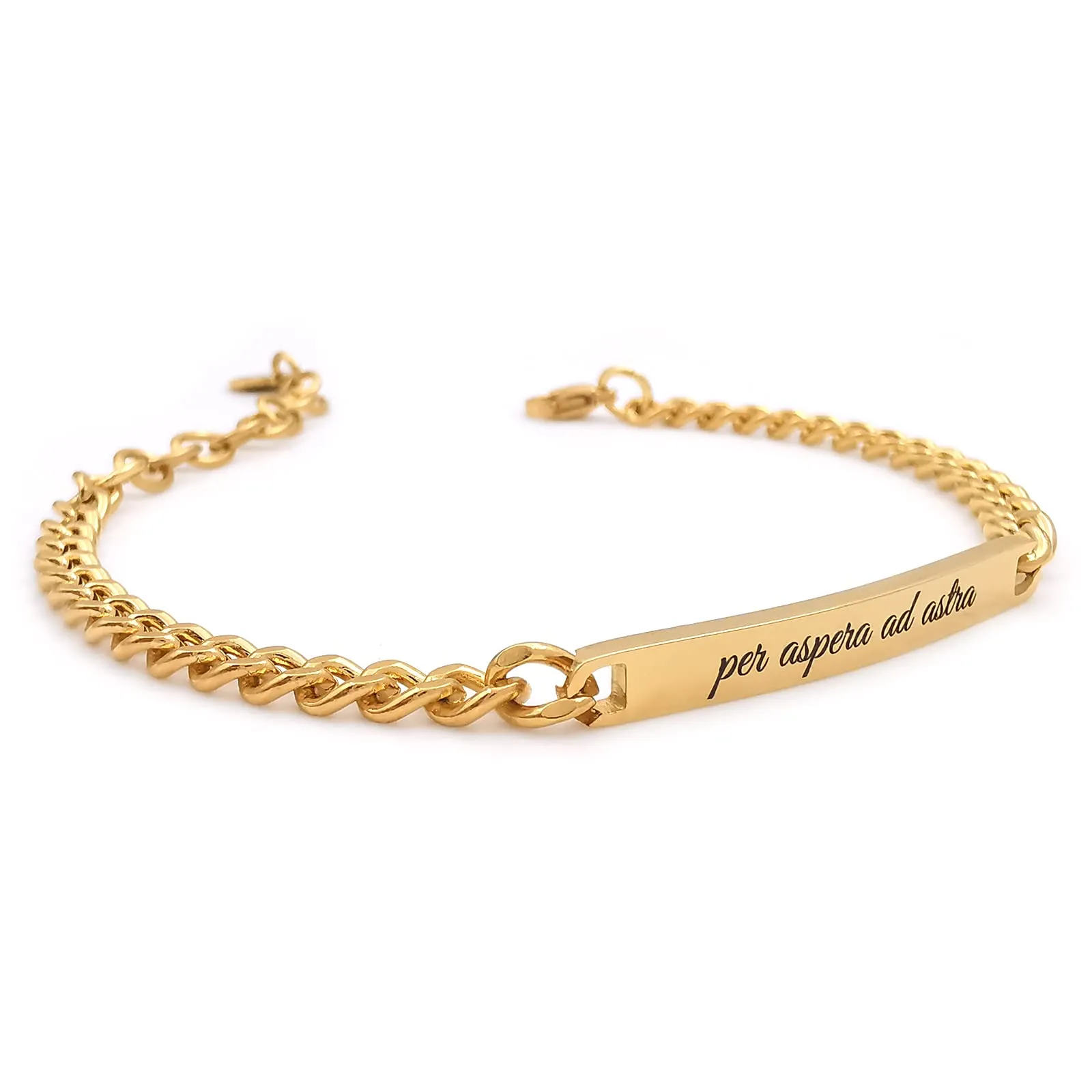 ALMENDRA Bracciale da uomo in acciaio personalizzabile con incisione, catena 4mm Oro - immagine 2