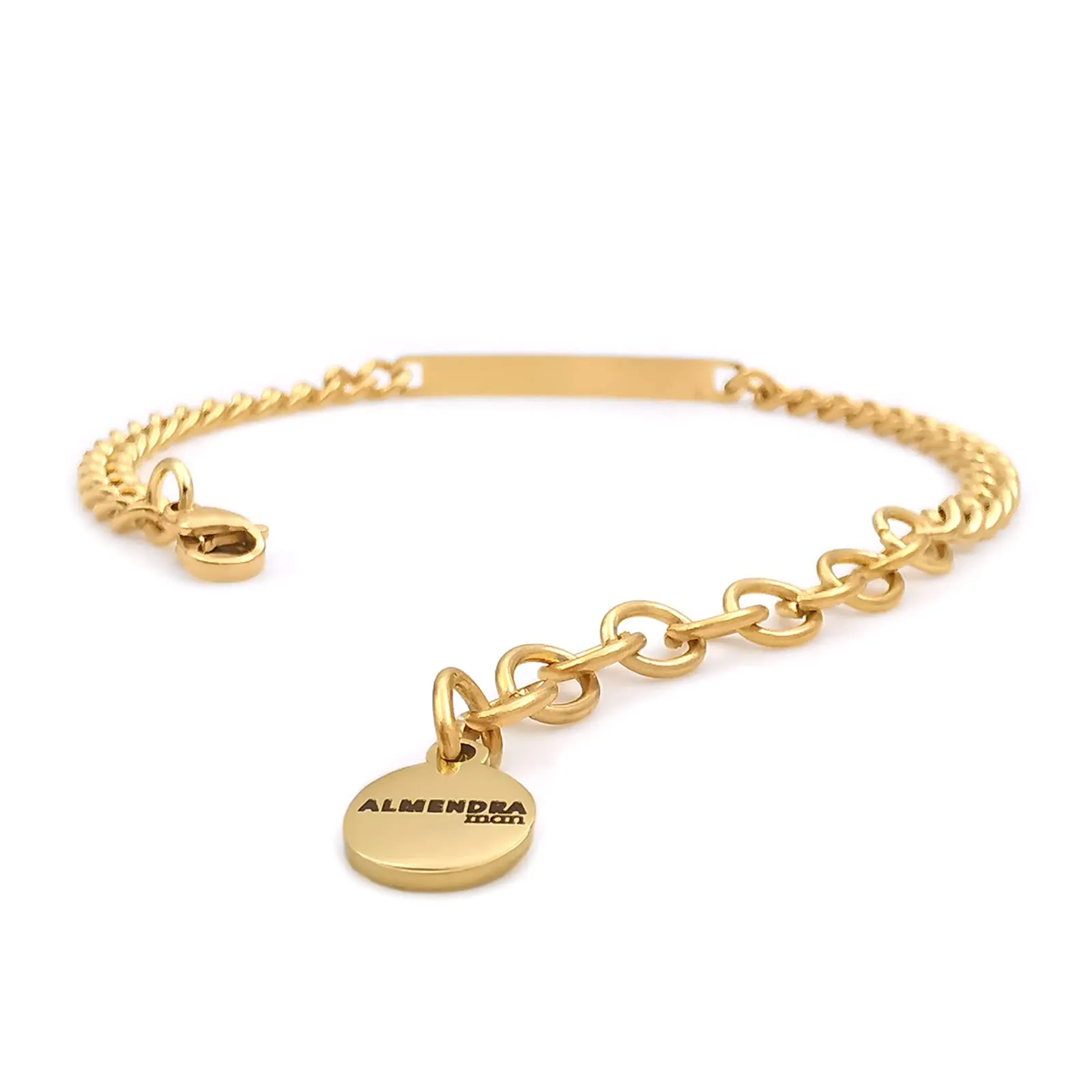ALMENDRA Bracciale da uomo in acciaio personalizzabile con incisione, catena 4mm Oro - immagine 3