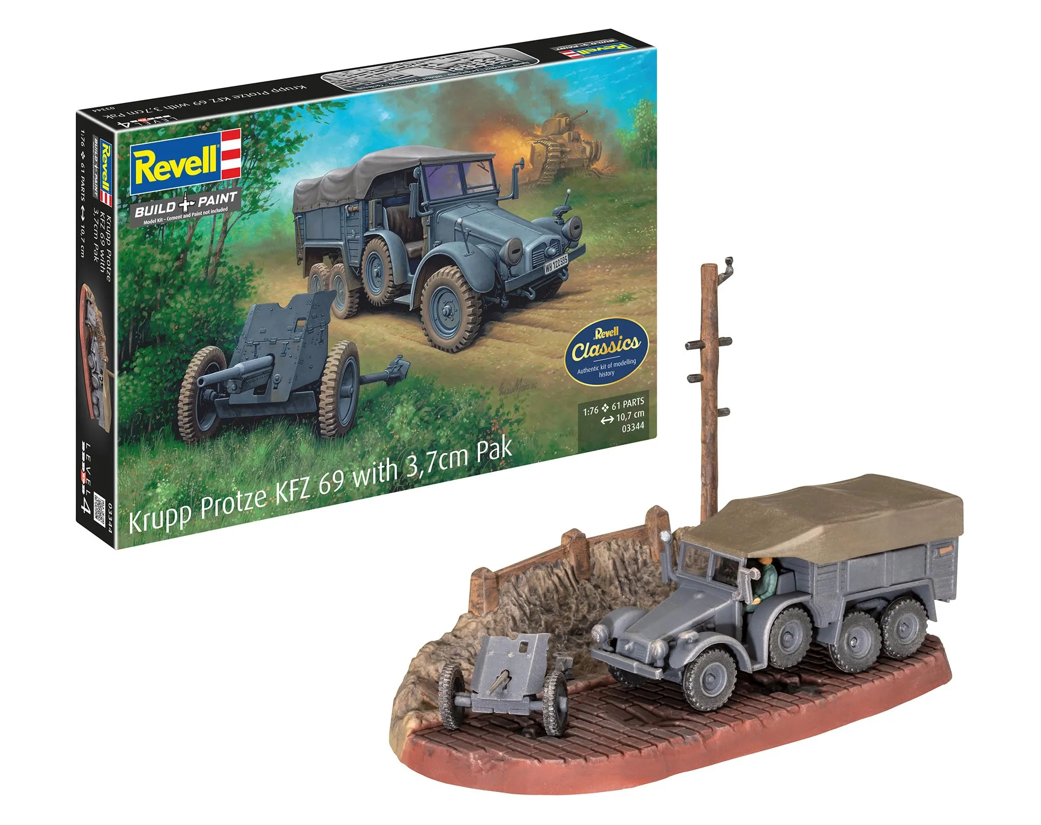 Revell Krupp Protze KFZ 69 con Pak da 3,7 cm 1:76 Model Kit - immagine 1