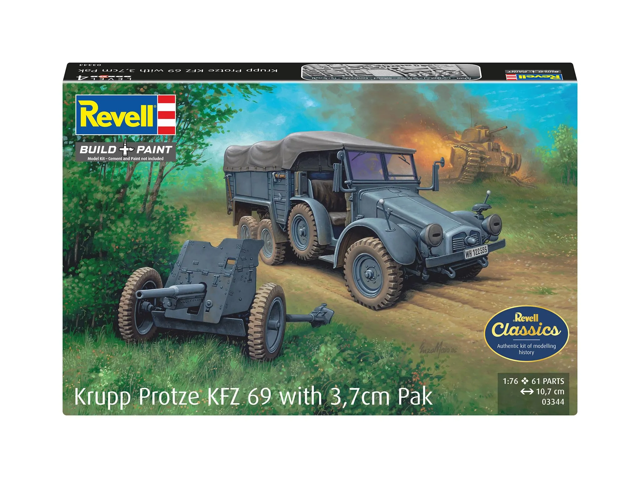 Revell Krupp Protze KFZ 69 con Pak da 3,7 cm 1:76 Model Kit - immagine 2