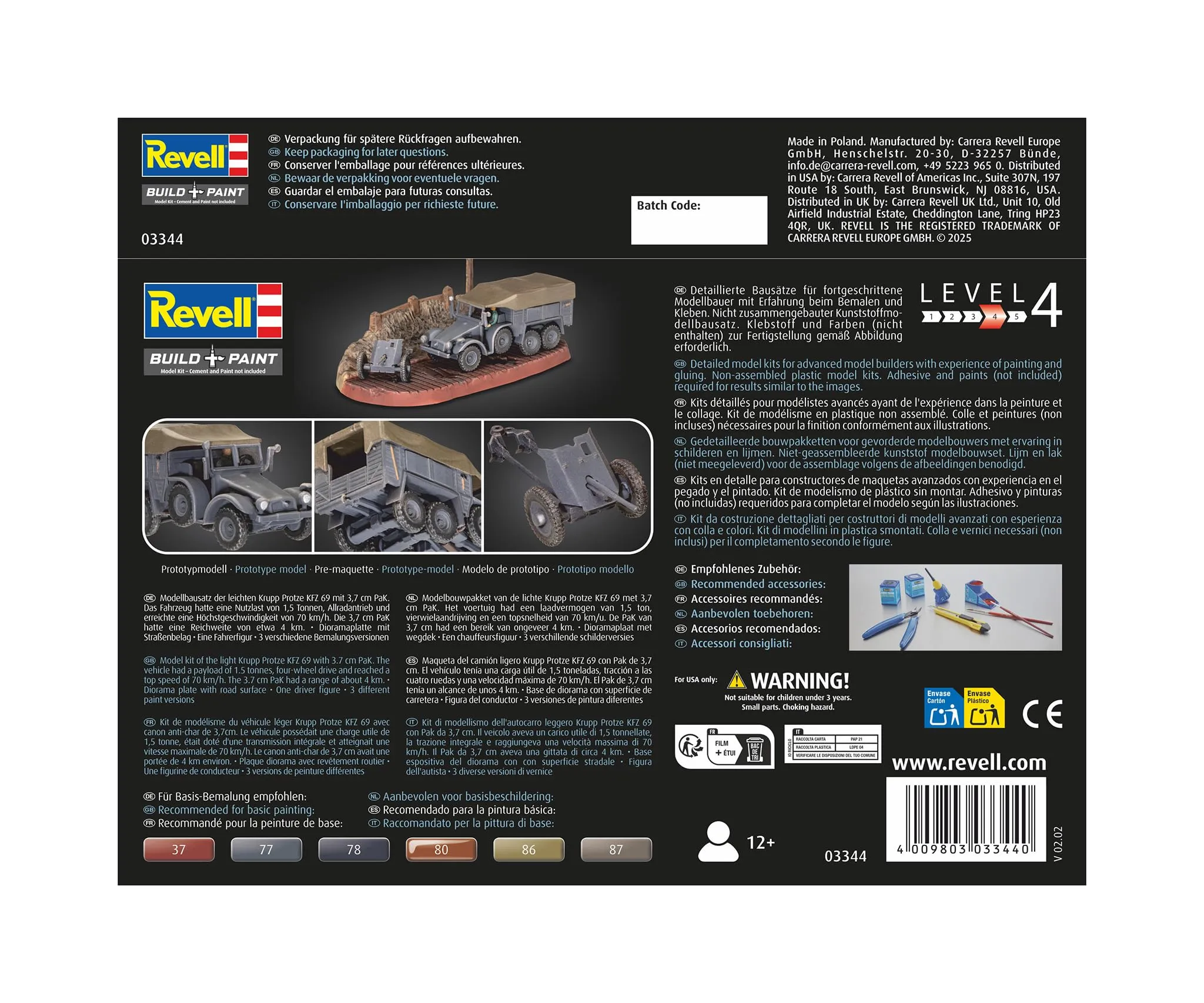 Revell Krupp Protze KFZ 69 con Pak da 3,7 cm 1:76 Model Kit - immagine 8