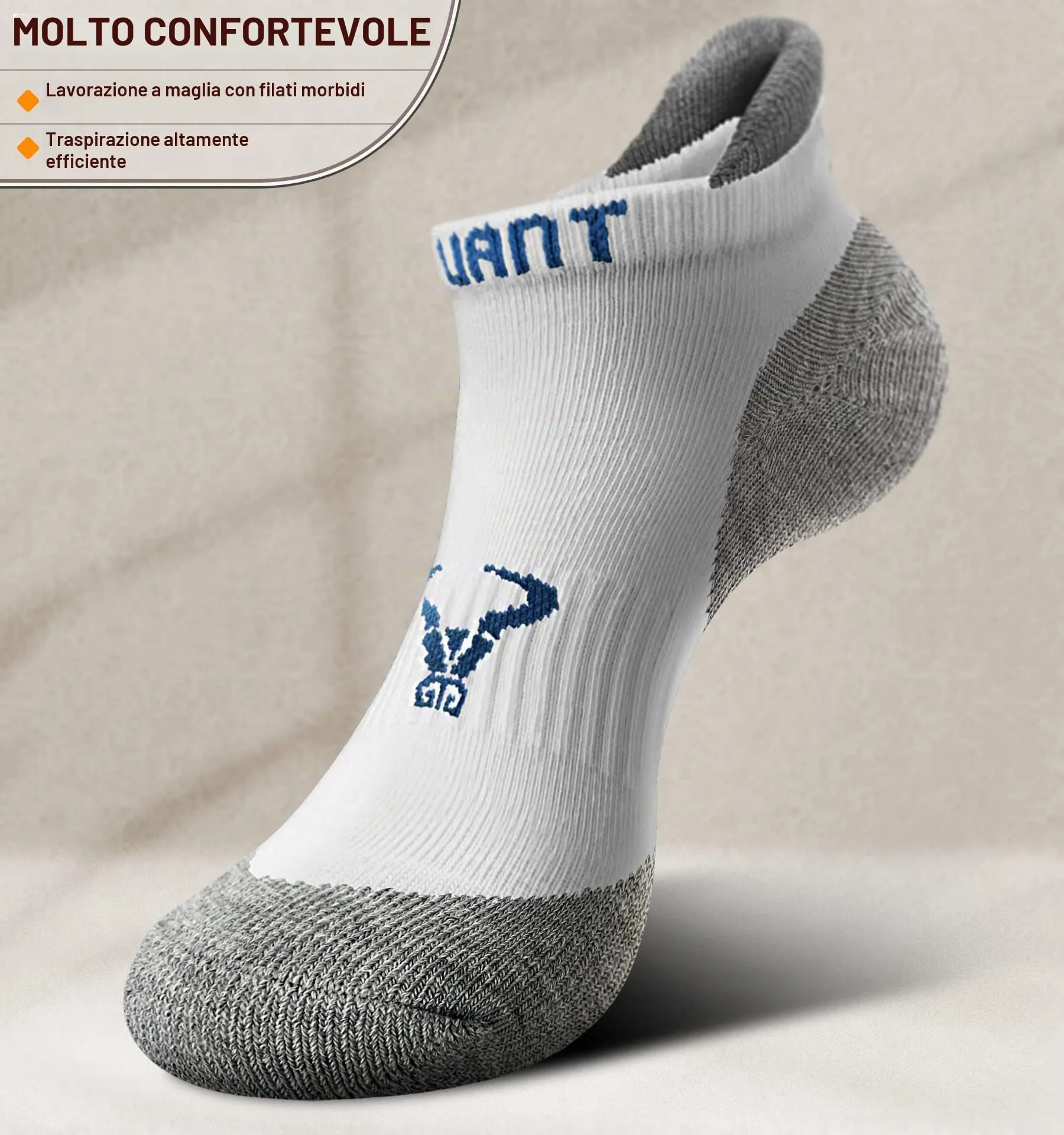BULLIANT Calzini Uomo Corti Sportivi Traspiranti, 6 Paia, Bianco e Colori Misti, 43-46 - immagine 4