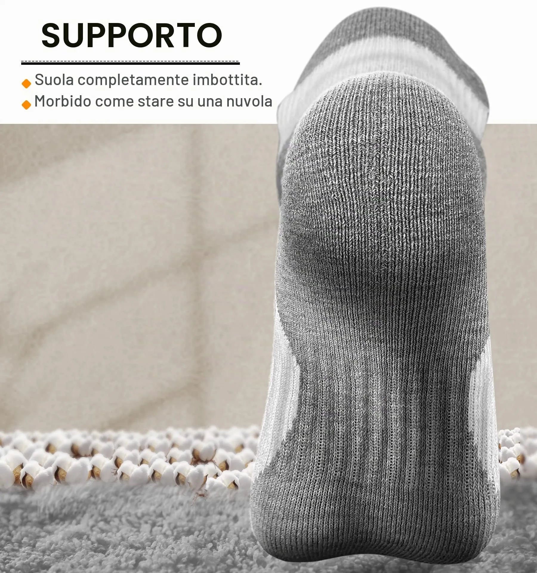 BULLIANT Calzini Uomo Corti Sportivi Traspiranti, 6 Paia, Bianco e Colori Misti, 43-46 - immagine 6