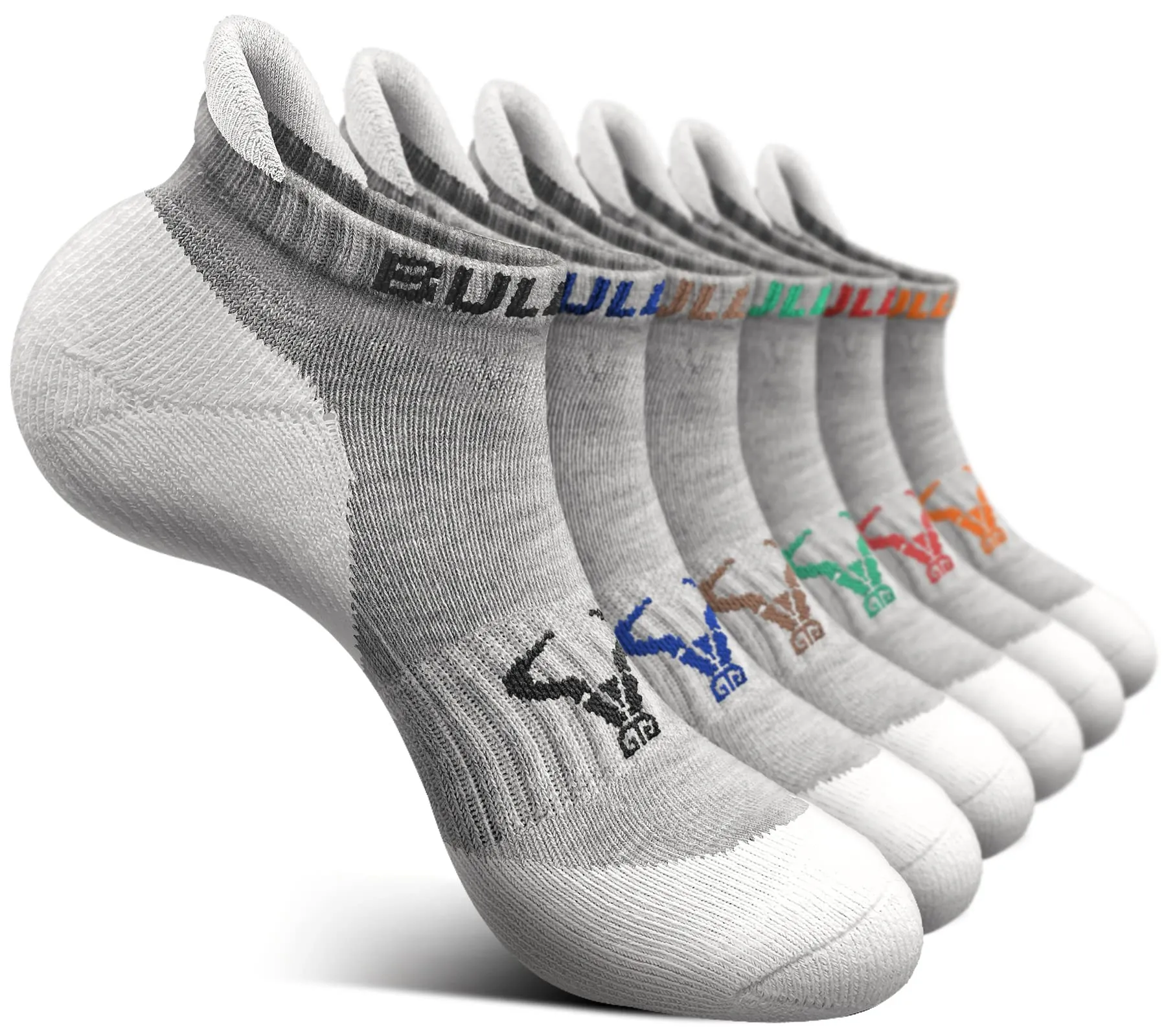 BULLIANT Calzini Uomo Corti Sportivi Traspiranti, 6 Paia, Grigio Colori Misti, 43-46 - immagine 1