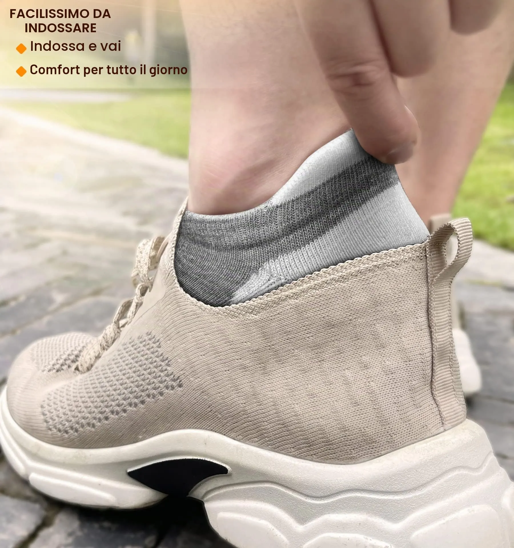 BULLIANT Calzini Uomo Corti Sportivi Traspiranti, 6 Paia, Grigio Colori Misti, 43-46 - immagine 2