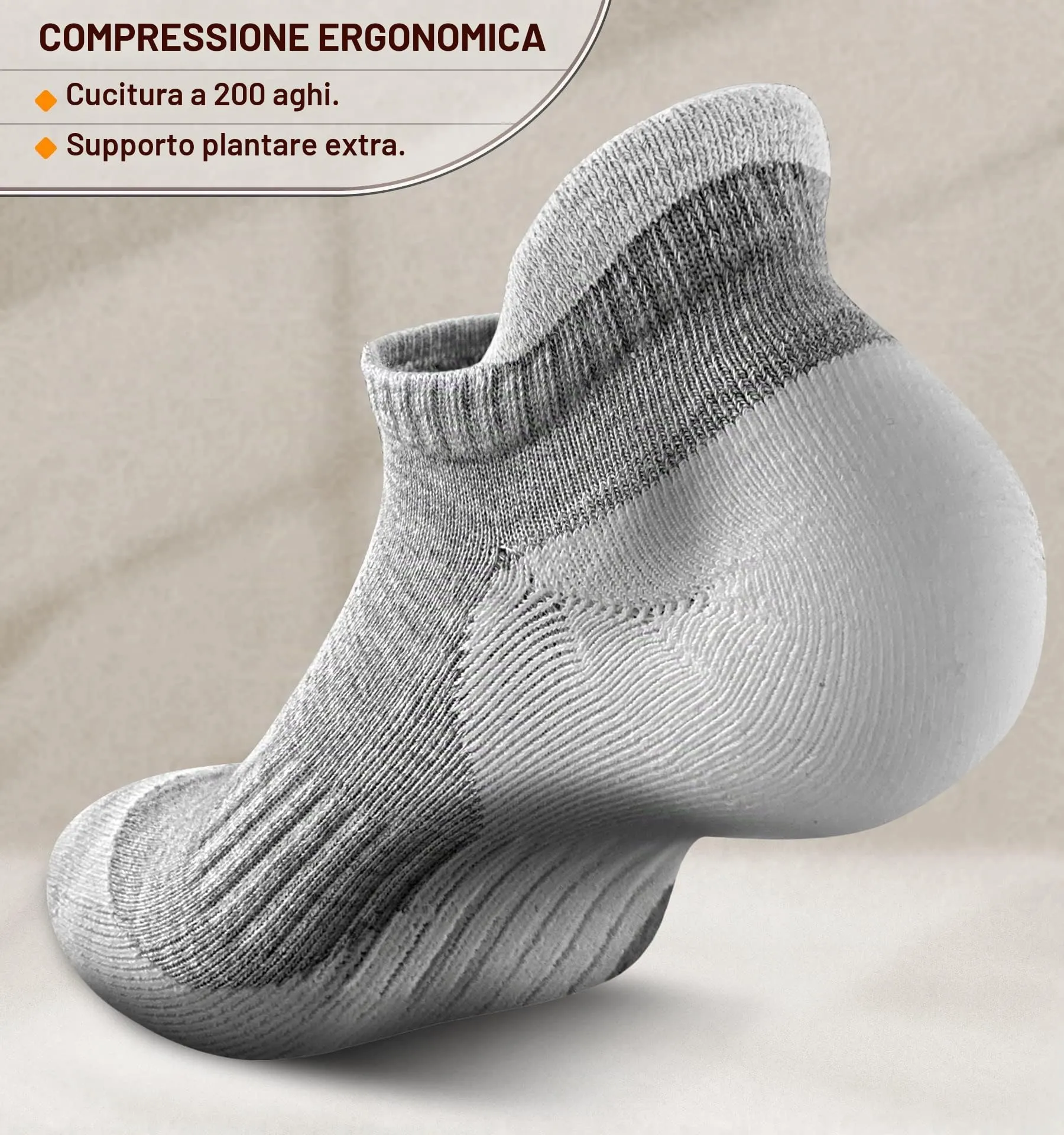 BULLIANT Calzini Uomo Corti Sportivi Traspiranti, 6 Paia, Grigio Colori Misti, 39-42 - immagine 5