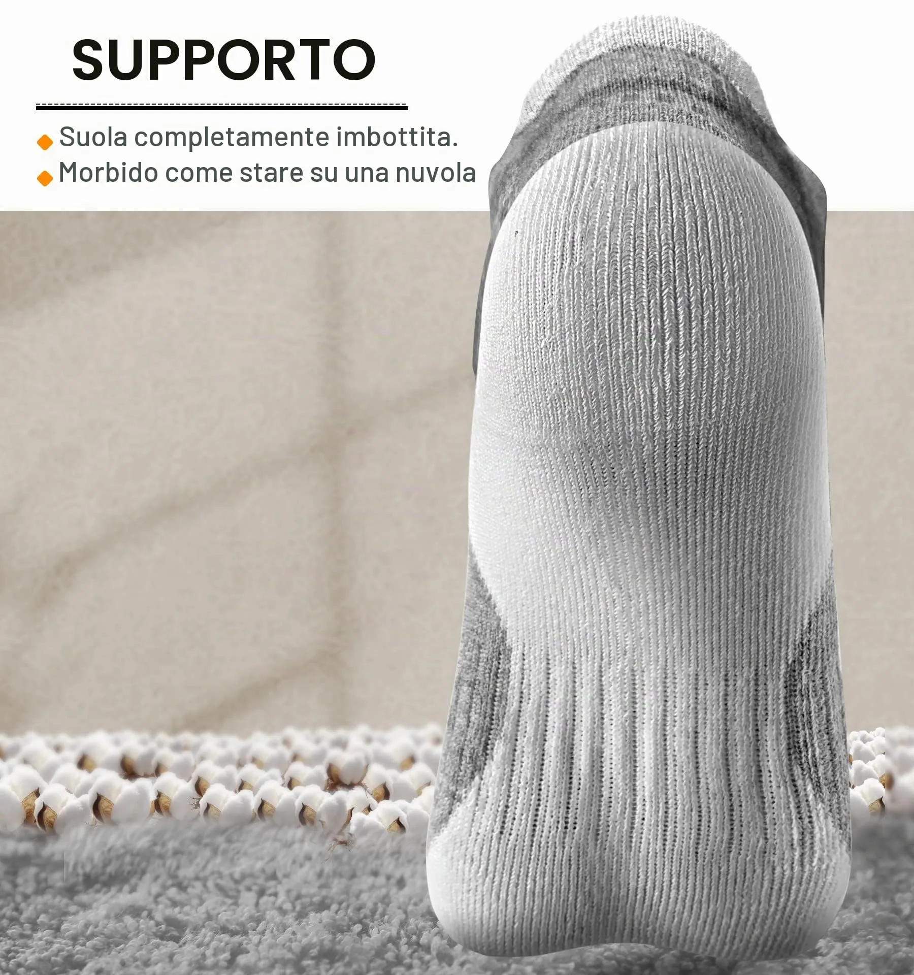 BULLIANT Calzini Uomo Corti Sportivi Traspiranti, 6 Paia, Grigio Colori Misti, 39-42 - immagine 6