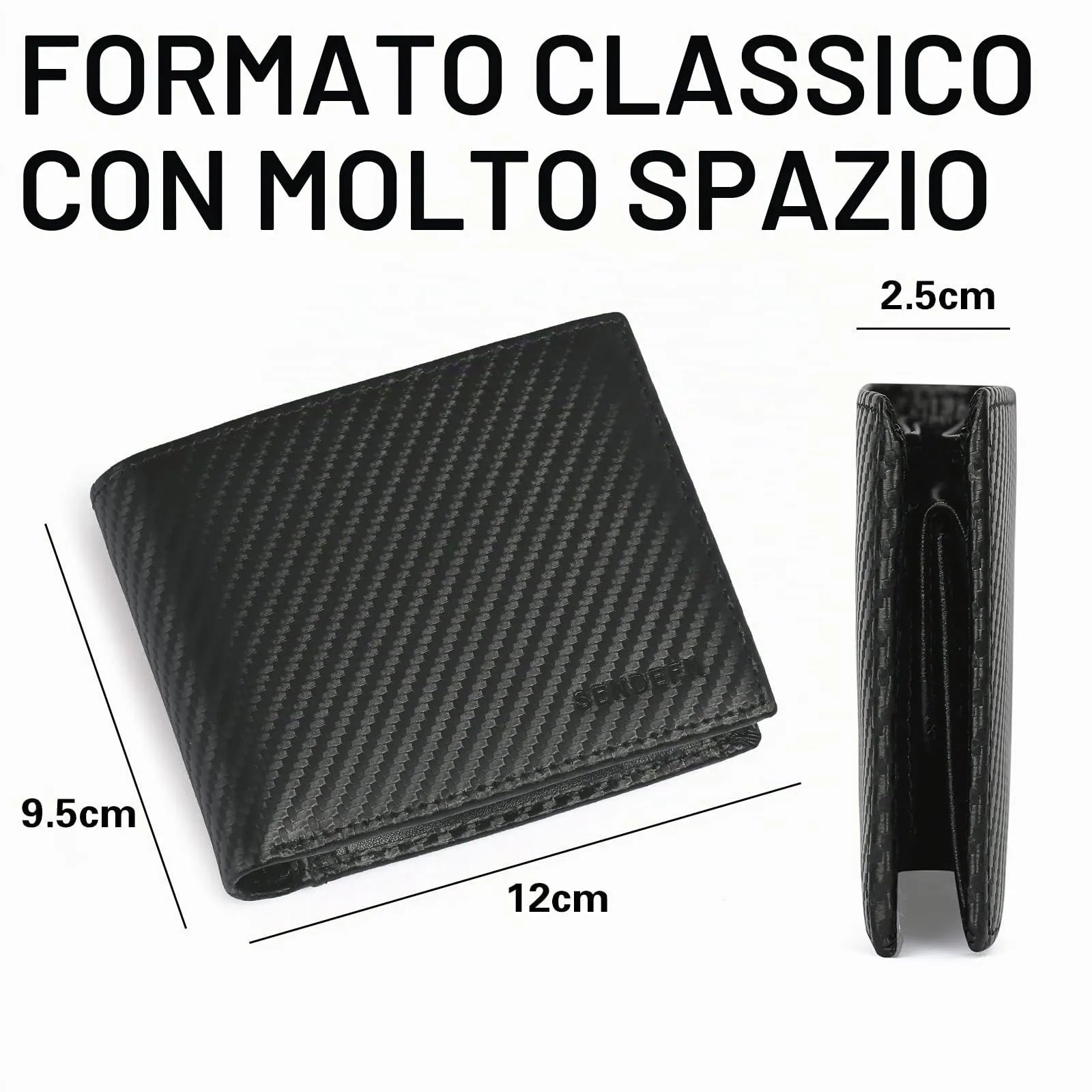 SENDEFN Portafoglio Uomo Bifold in Vera Pelle con Blocco RFID, 10 Porta Carte di Credito, 2 Scomparti Banconote e Tasca Portamonete - immagine 7
