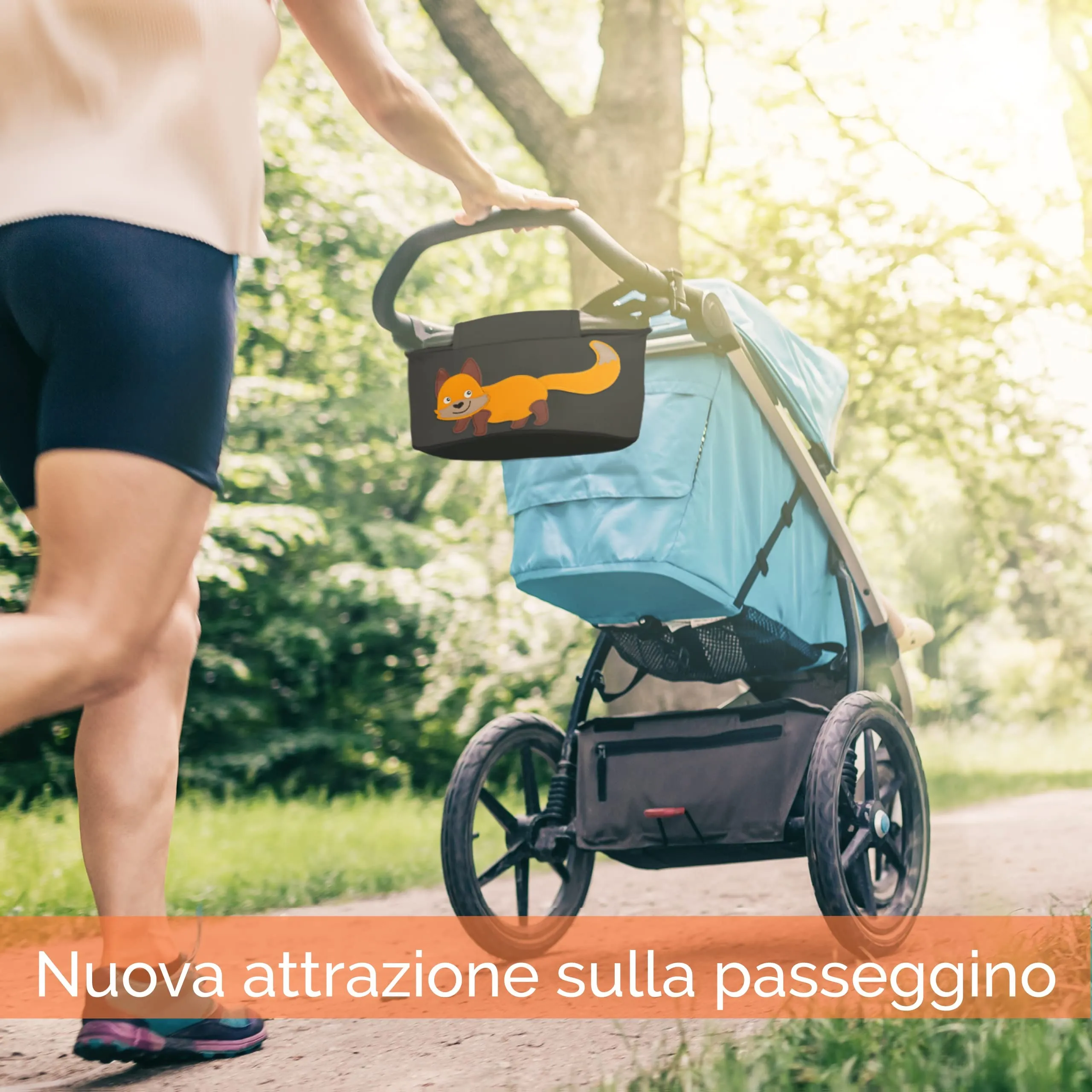 GLÜCKSWOLKE Borsa per Passeggino Organizer con Dispenser per Salviette Universale, Motivo Volpe (Nero) - immagine 5