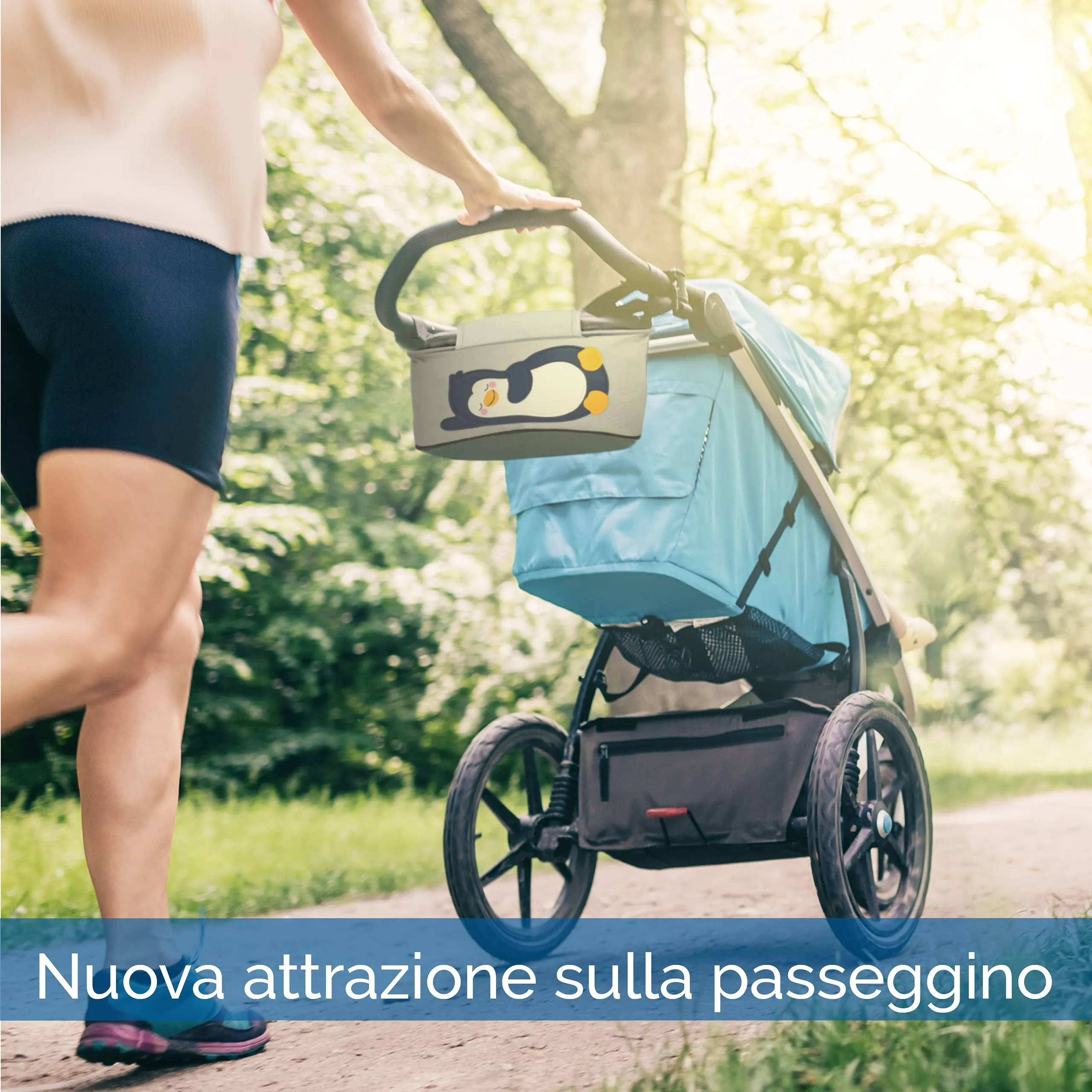 GLÜCKSWOLKE Borsa Organizer per Passeggino con Dispenser per Salviette, Motivo Pinguino Grigio - immagine 5
