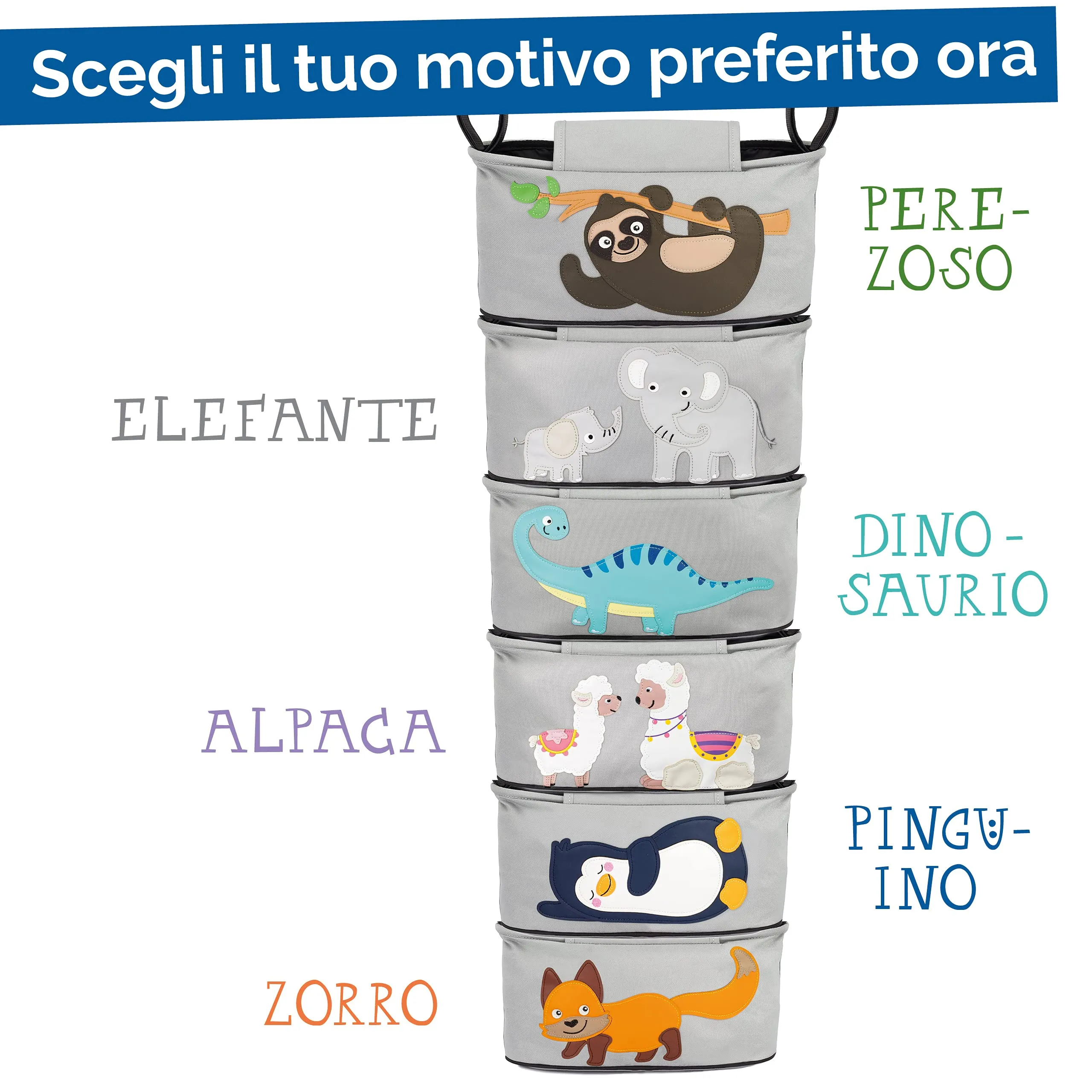 GLÜCKSWOLKE Borsa Organizer per Passeggino con Dispenser per Salviette, Motivo Pinguino Grigio - immagine 7