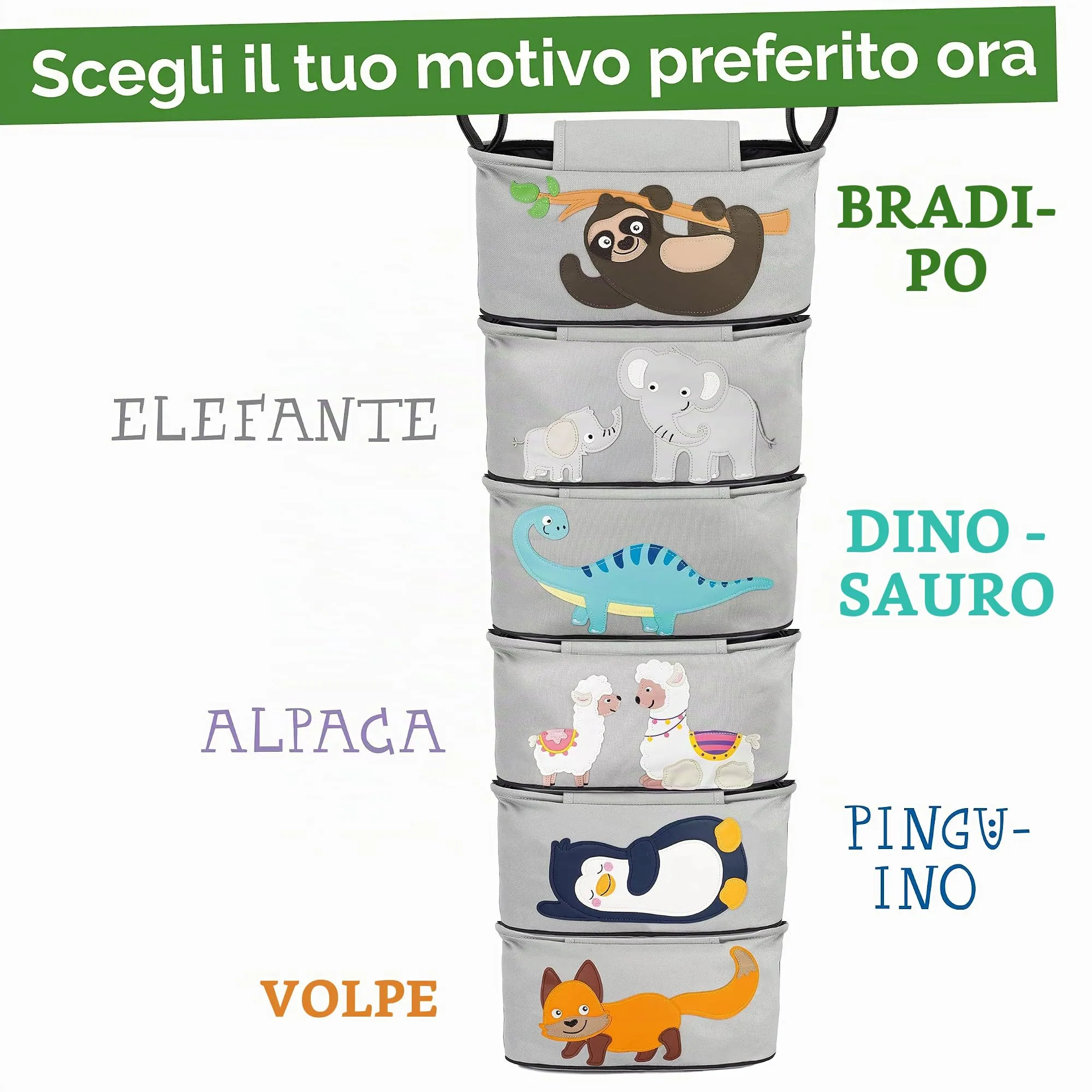 GLÜCKSWOLKE Borsa Passeggino Organizer Universale con Dispenser per Salviette, Motivo Bradipo Grigio - immagine 7