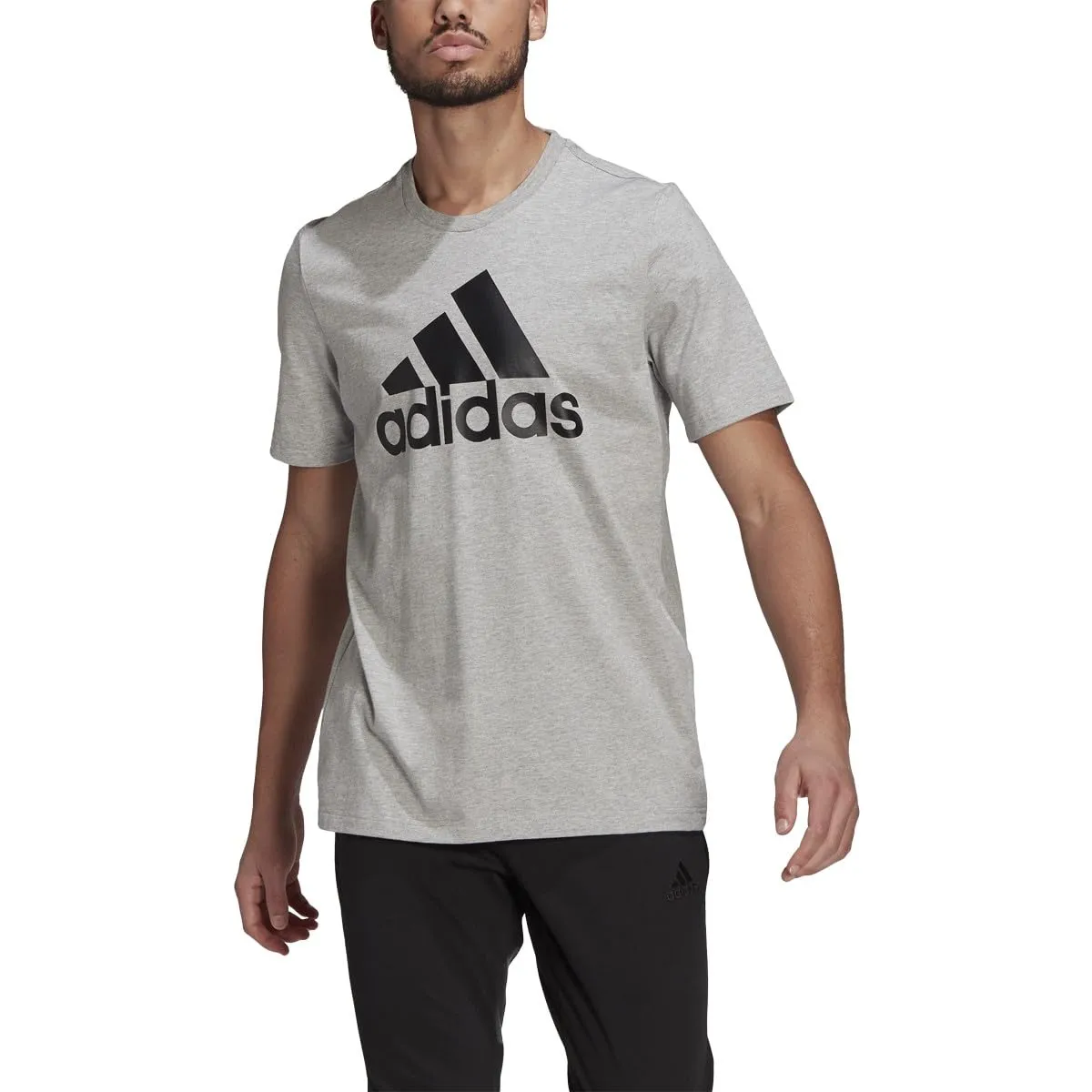 Adidas Essentials Linear Giacca da Uomo con Cappuccio e Zip Intera, Grigio Medio mélange/Nero (2021), L - immagine 1