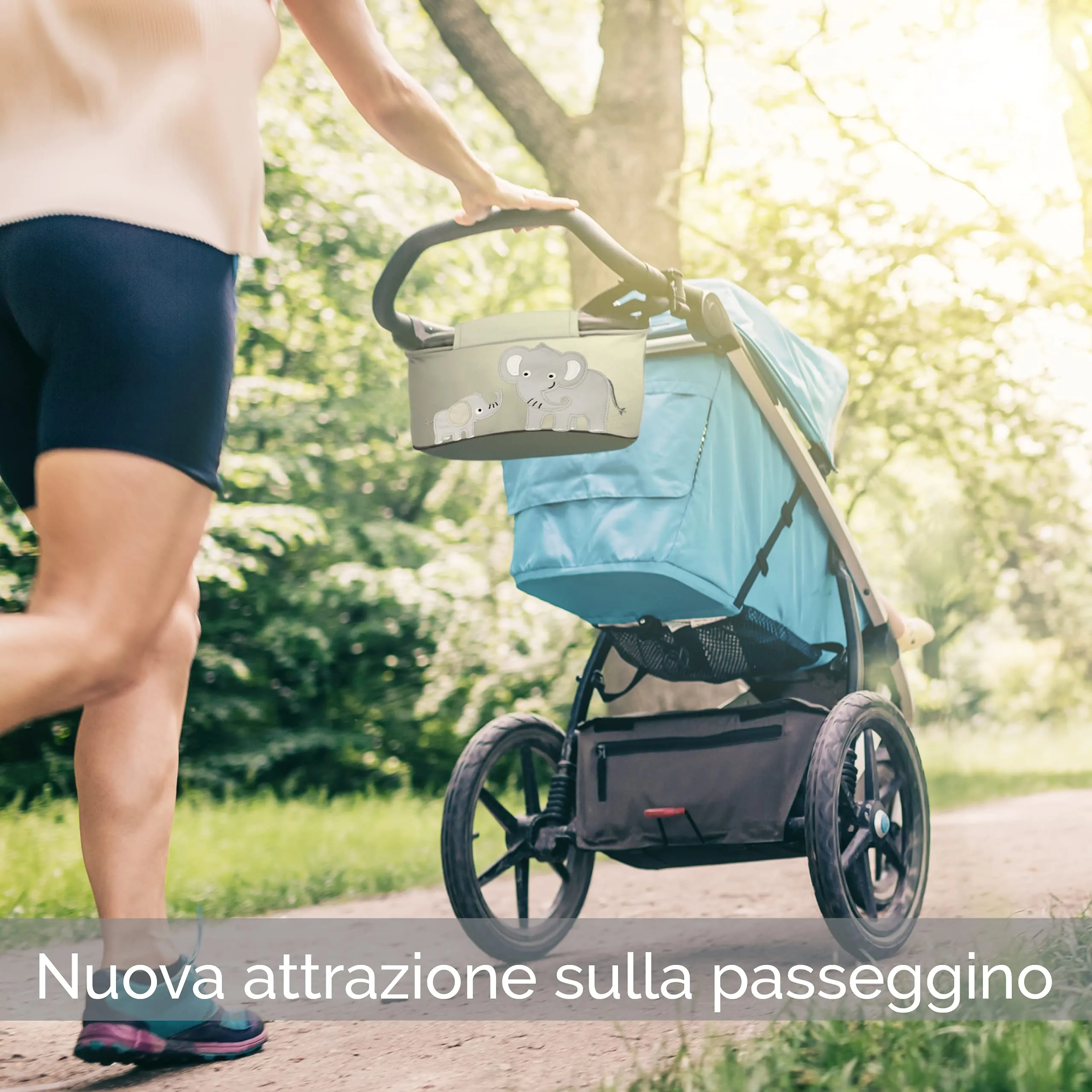 GLÜCKSWOLKE Borsa per Passeggino Organizer con Dispenser per Salviette Universale, Motivo Elefante, Grigio - immagine 5