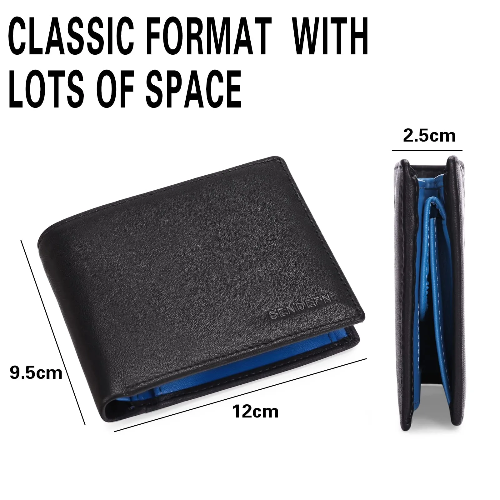 SENDEFN Portafoglio Uomo Bifold in Vera Pelle con Blocco RFID, 10 Porta Carte, 2 Scomparti Banconote e Tasca Portamonete - immagine 7
