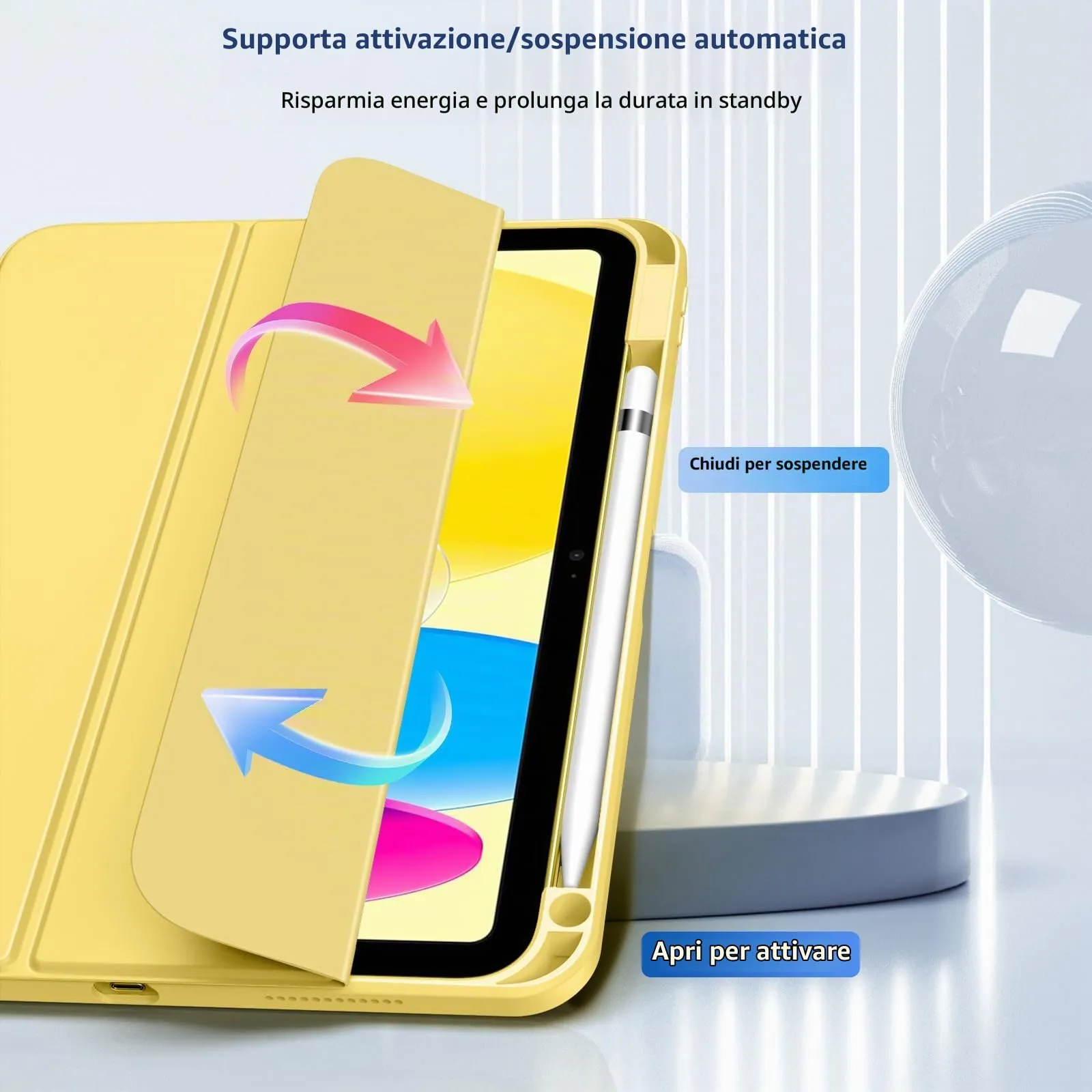 TiMOVO Cover per iPad 11ª Gen 11" e 10ª Gen 10,9", Giallo Chiaro - immagine 5